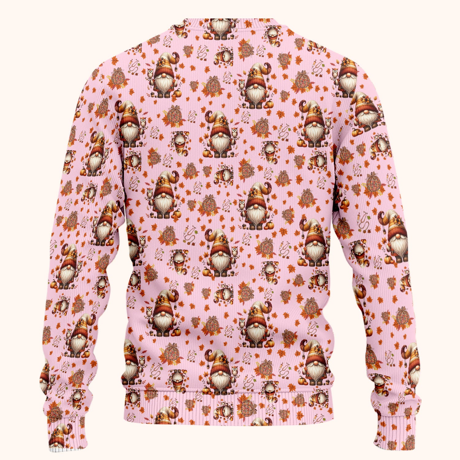 Autumn Leaves Pumpkin Scrubs Set for Women - Gnome Scrubs for Nurse Mama - Breathable Fabrics Nursing Uniform