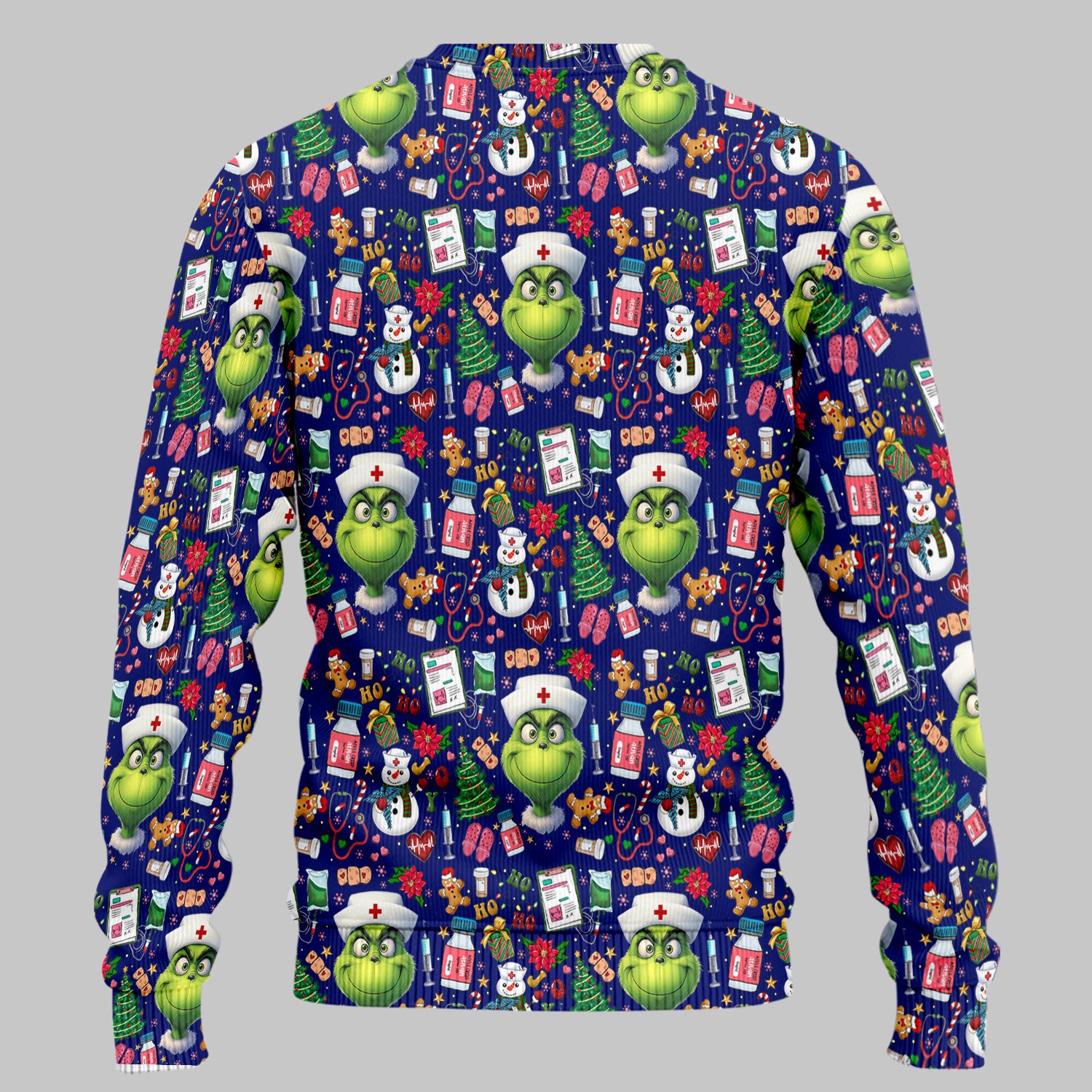 Funny Grinch Scrub Set for Women - Christmas Medical Uniform Top and Pants - Holiday Ugly Sweater Comfortable Nursing Outfit