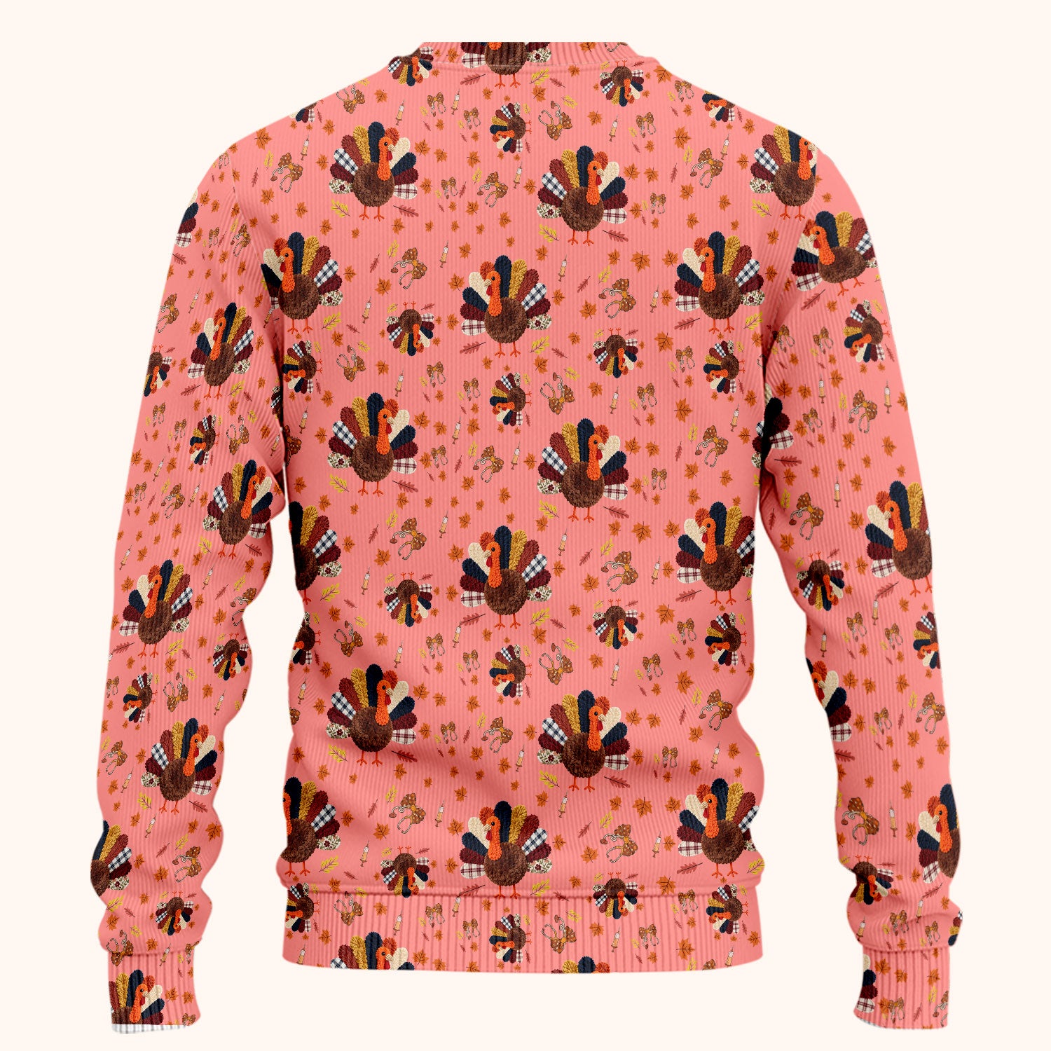 Thanksgiving Women's Scrub Sets - Funny Autumn Turkey Pants and V Neck Top - Breathable Fabrics Nursing Uniform