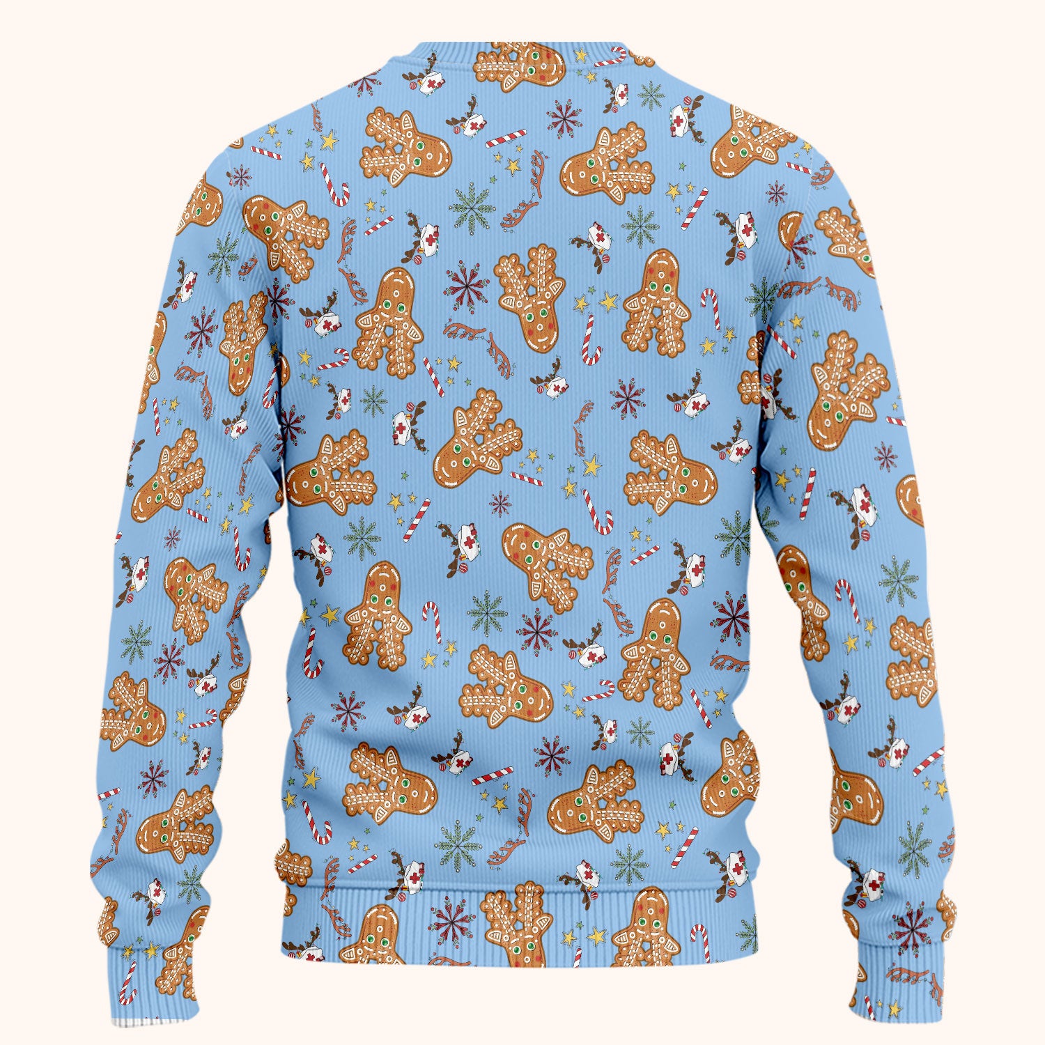 Gingerbread Cookies Reindeer Scrub Sets - Comfortable Scrubs for Nurses - Funny Christmas Gingerbread Scrub Pants and V Neck Top