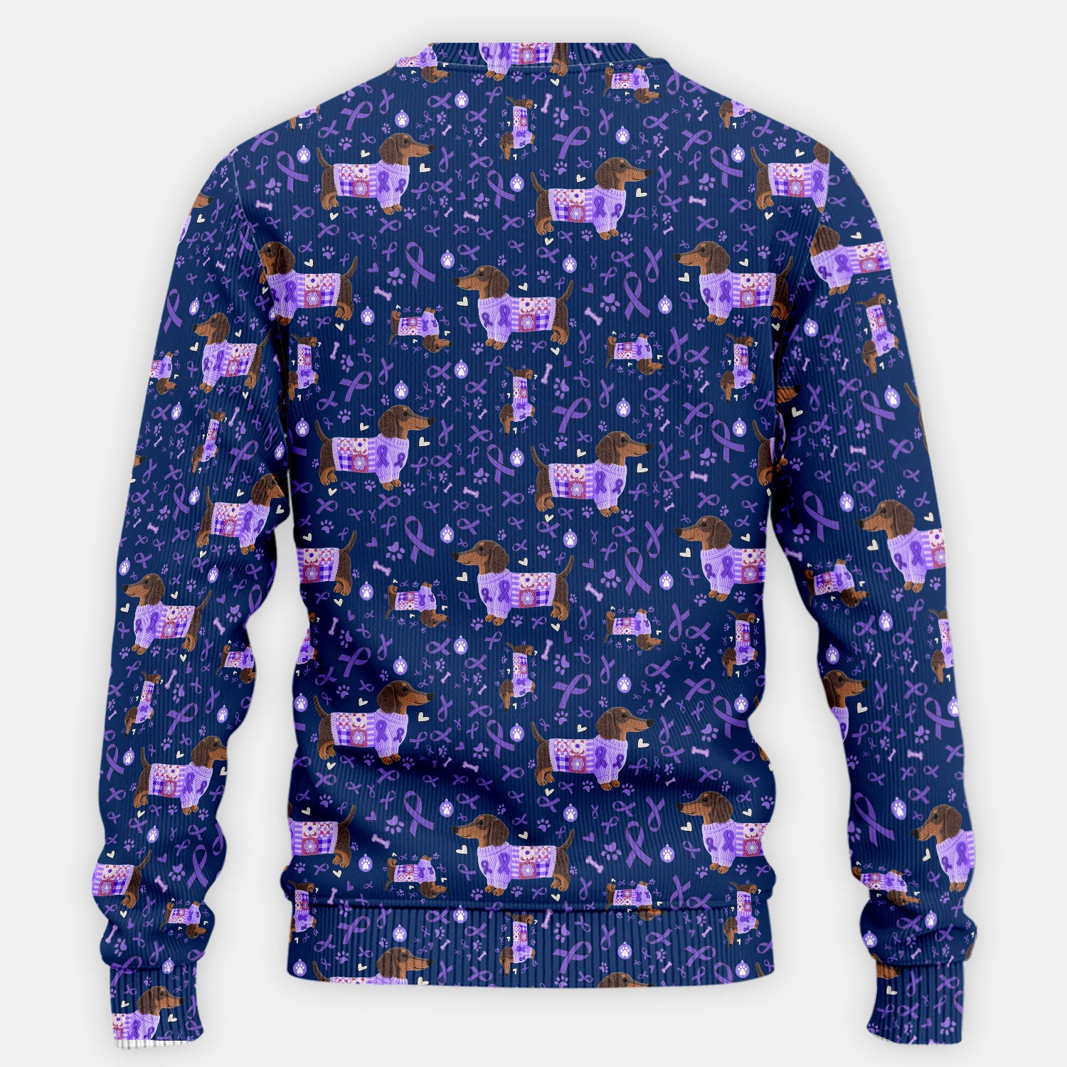 Wiener Dog Purple Ribbon Cancer Awareness Scrub Sets - Dachshund Nursing Uniform - Comfortable Scrubs for Nurses