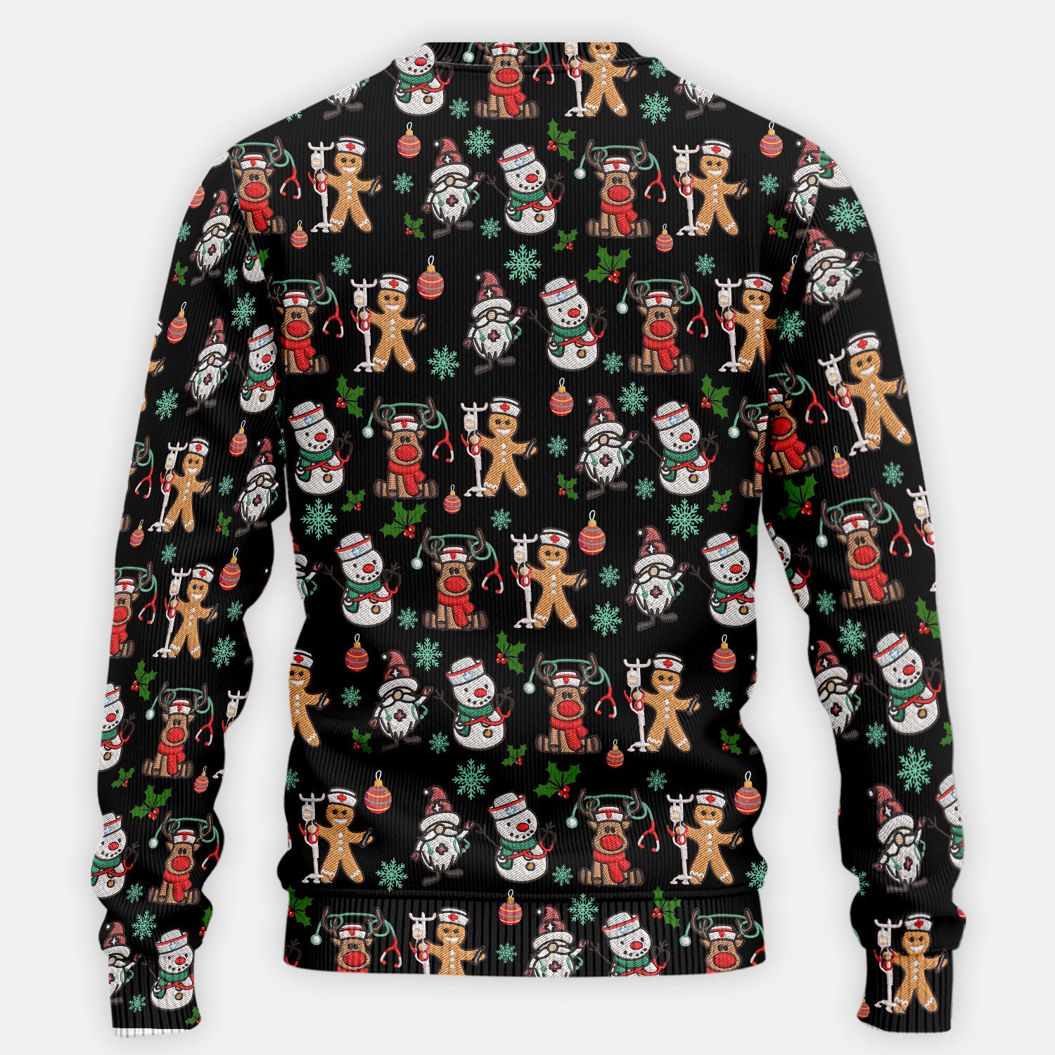 Christmas Gingerbread Scrubs Set for Women - Comfortable Scrubs for Nurses - Reindeer Santa Pants and V Neck Top