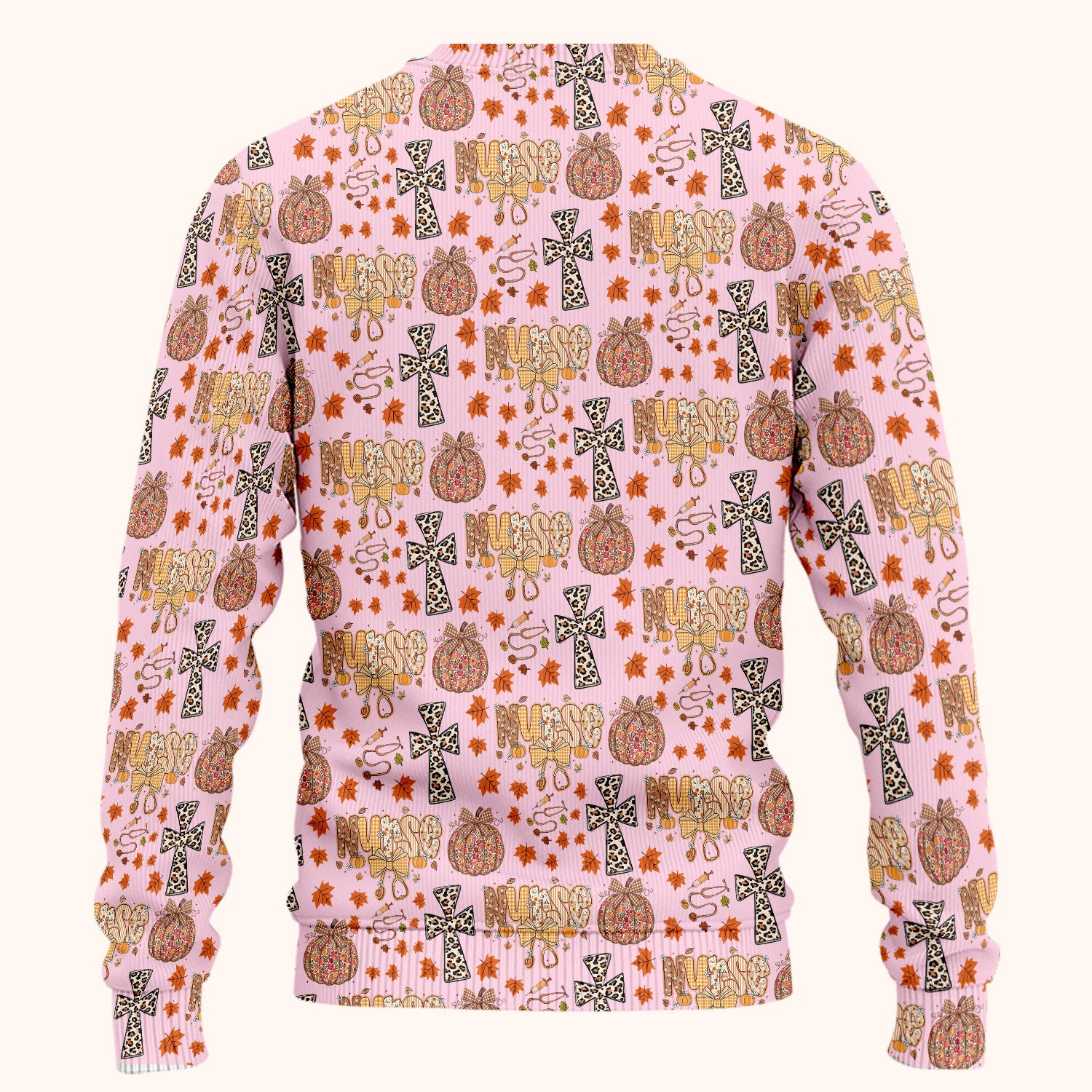 I Will Praise Him In Every Season - Boho Pumpkin Leopard Cross Fall Scrub Sets for Nurse - Thanksgiving Med Uniform for Women