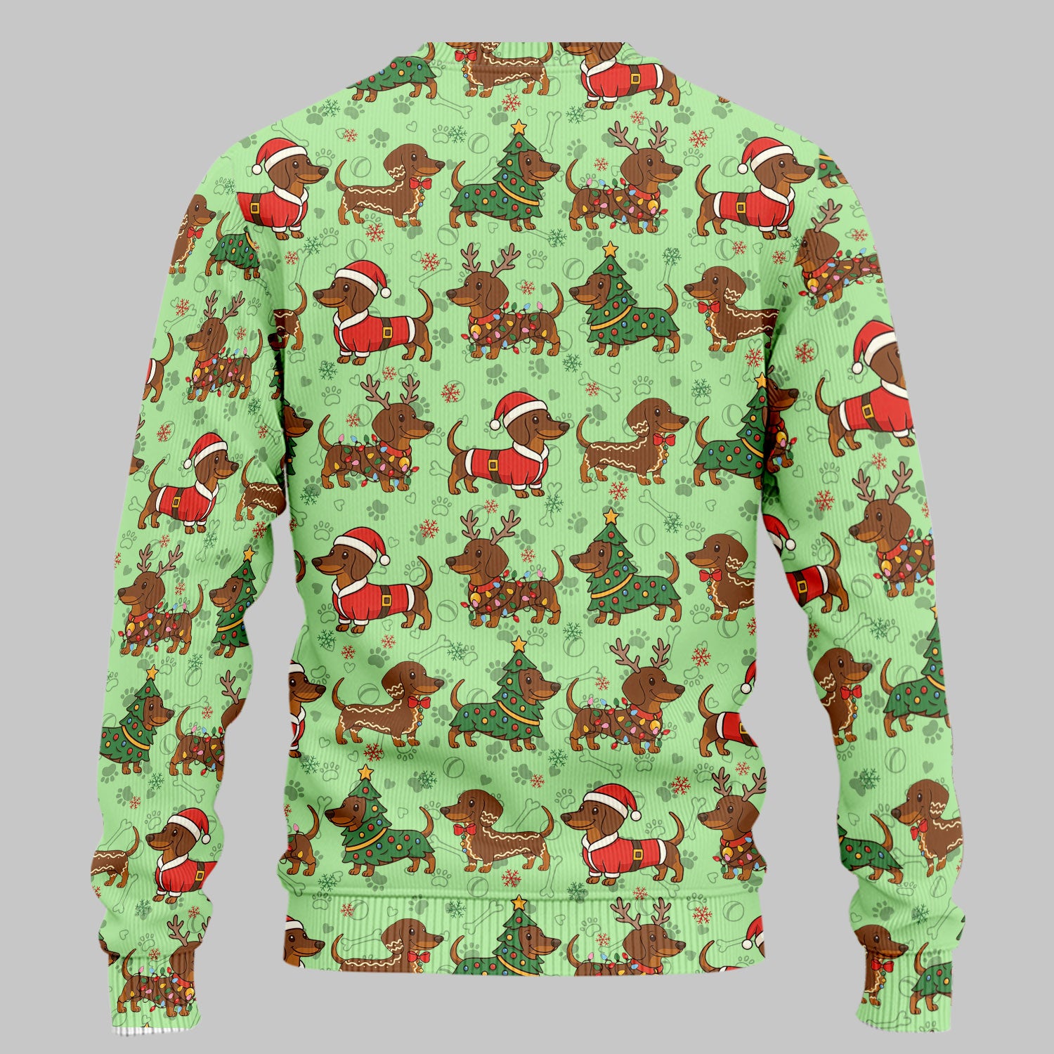 Christmas Weenie Dog Scrub Sets - Xmas Dachshund Scrub Pants - Cute Sausage Puppy V Neck Top - Ugly Sweater for Pet Lover