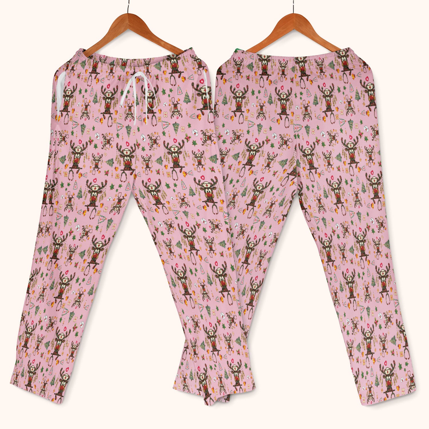 Reindeer Christmas Nurse Scrub Set - Funny Holiday Scrubs Pants and V Neck Top - Cute Medical Uniform for Women
