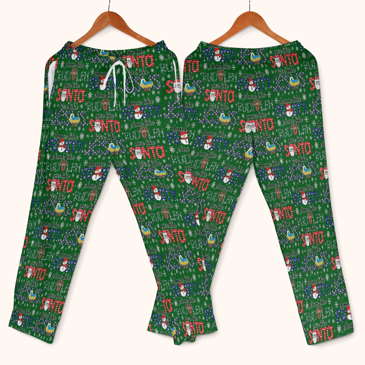 Xmas Rudolph Comfortable Scrub Set for Nurses - God Santa Scrub Pants and V Neck Top - Breathable Med Uniform