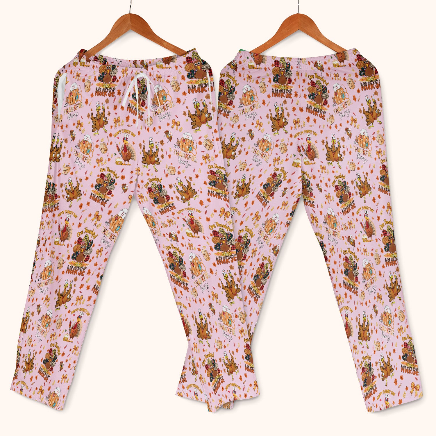 Thanksgiving Nurse Fall Scrub Sets for Women - Cute Turkey and Pumpkin Scrubs Pants and V Neck Top - Autumn Med Gift for Her