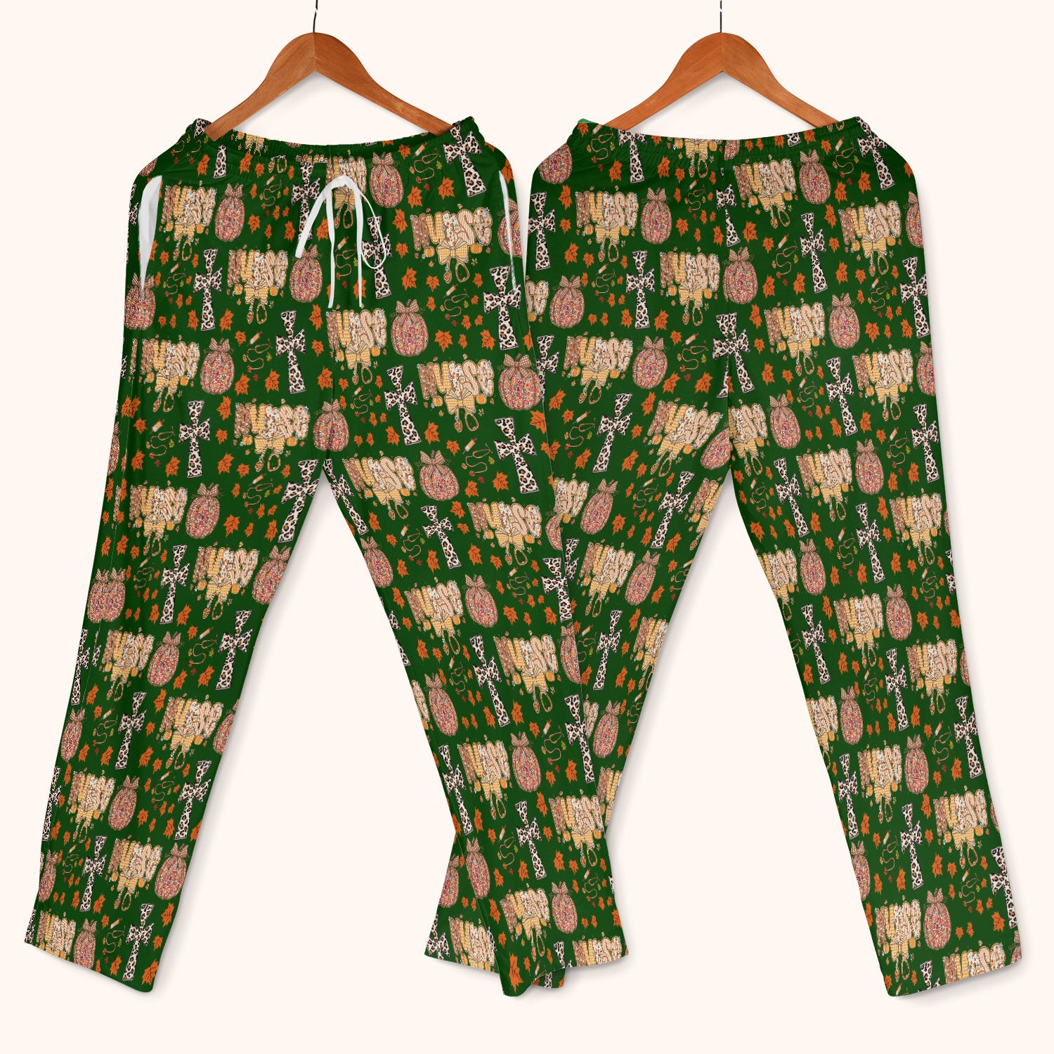 Floral Pumpkin Scrub Set for Women - Coquette Bow Thanksgiving Scrubs Pants and V Neck Top - Comfortable Medical Uniform
