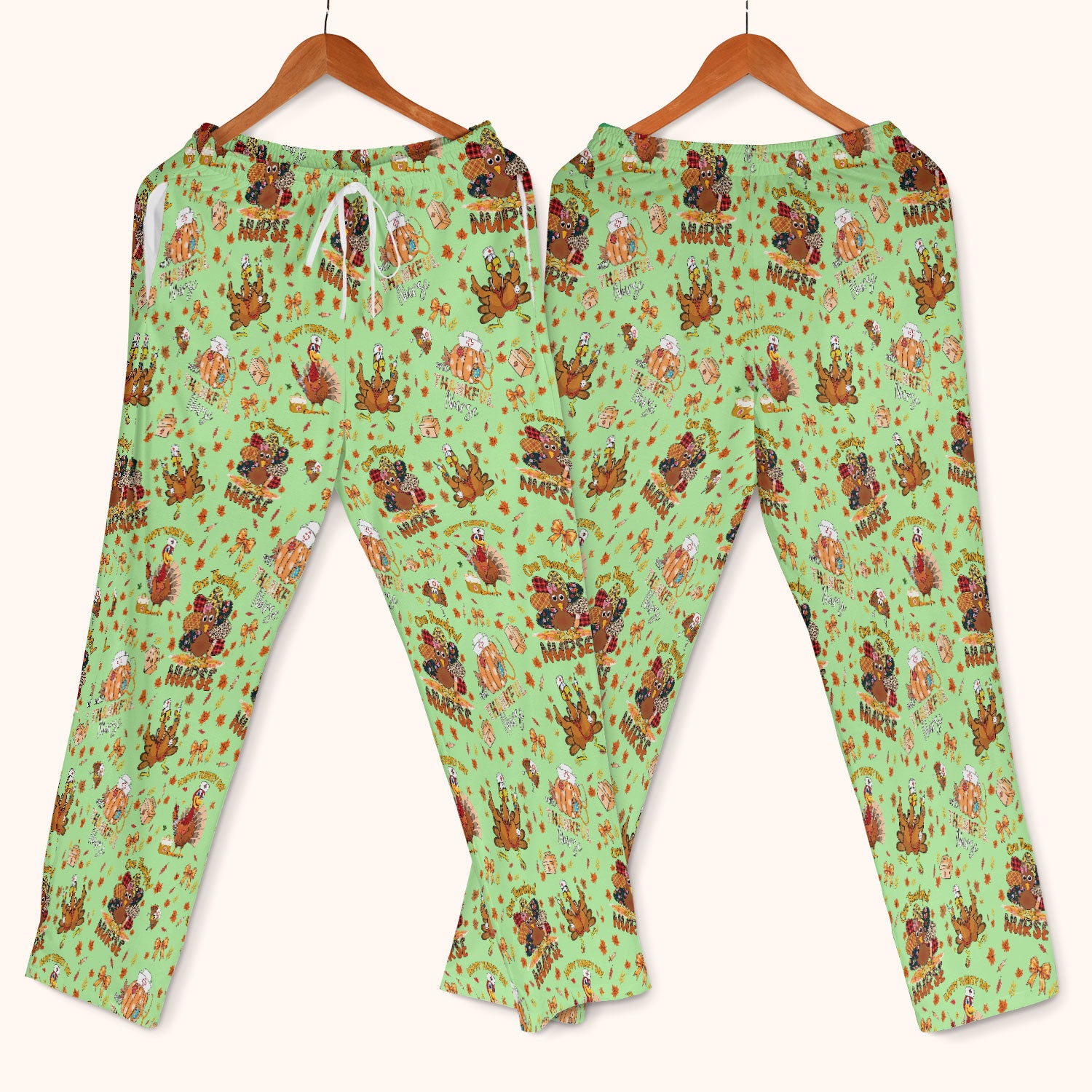 Thanksgiving Nurse Fall Scrub Sets for Women - Cute Turkey and Pumpkin Scrubs Pants and V Neck Top - Autumn Med Gift for Her
