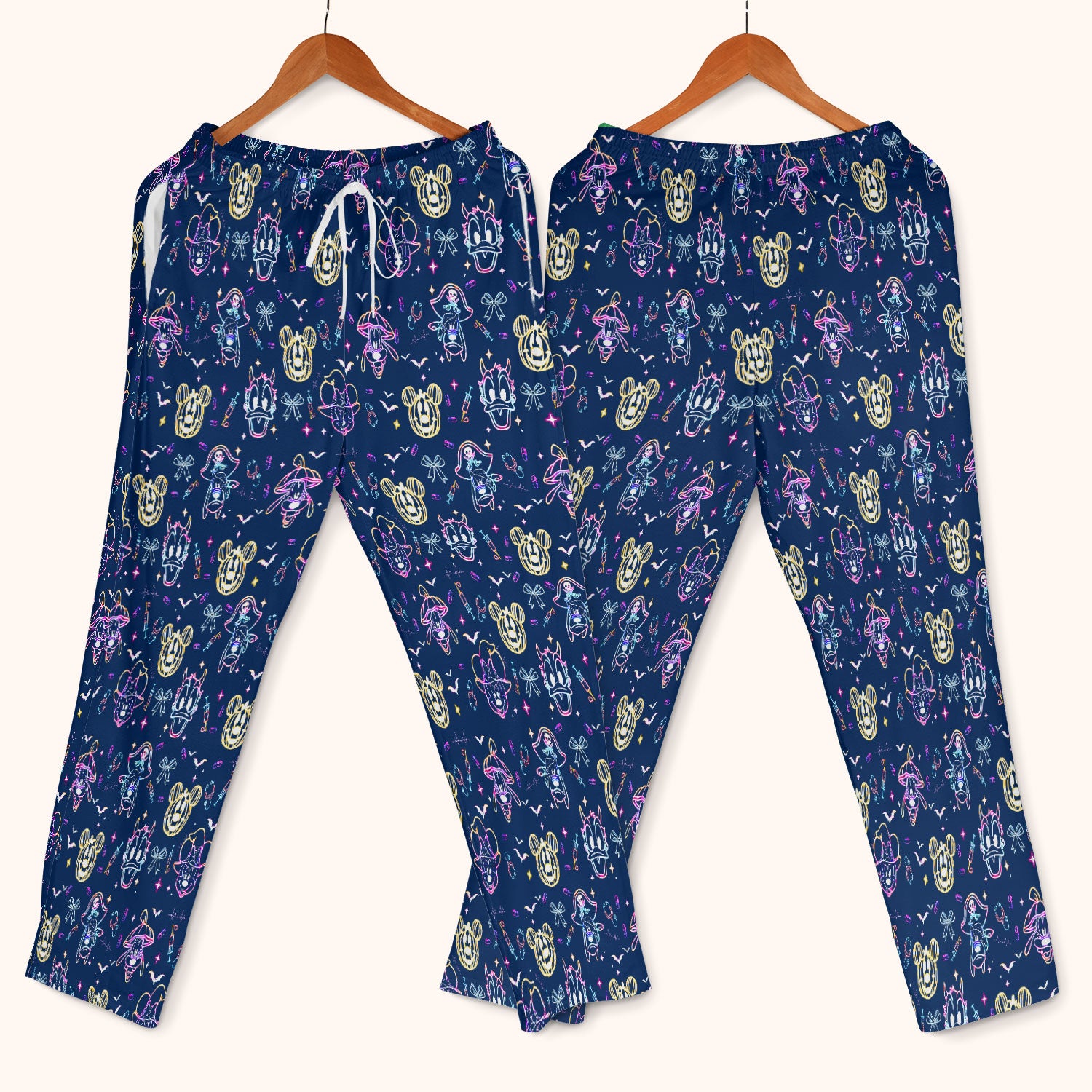 Neon Mouse Halloween Scrub Set for Nurses - Spooky Faces and Scary Pumpkin Scrub Pants and V Neck Shirt - Funny Med Uniform