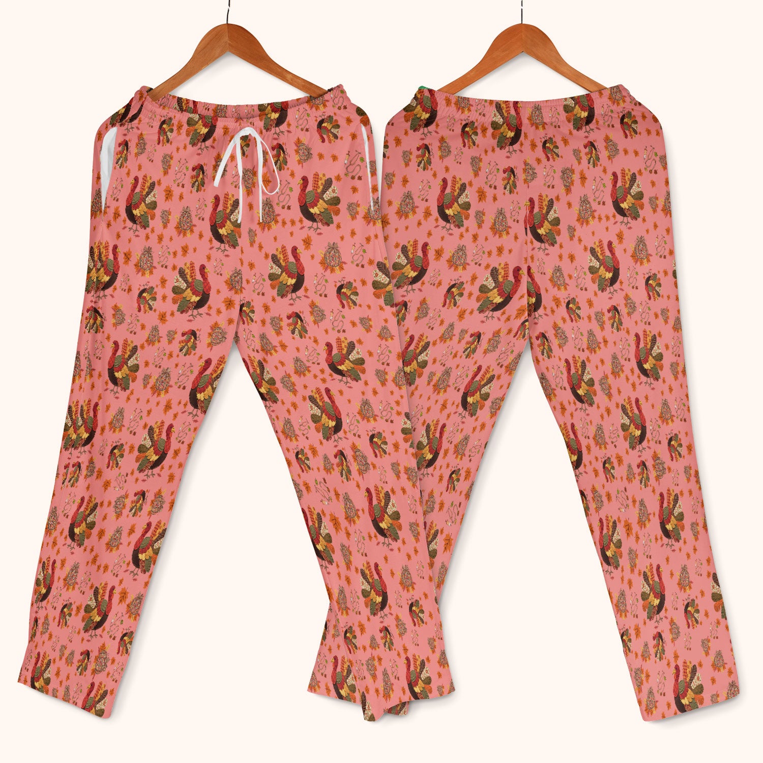 Thanksgiving Turkey Nurse Scrub Sets for Women - Fall Leaves Scrub Pants and V Neck Top - Autumn Nursing Uniform