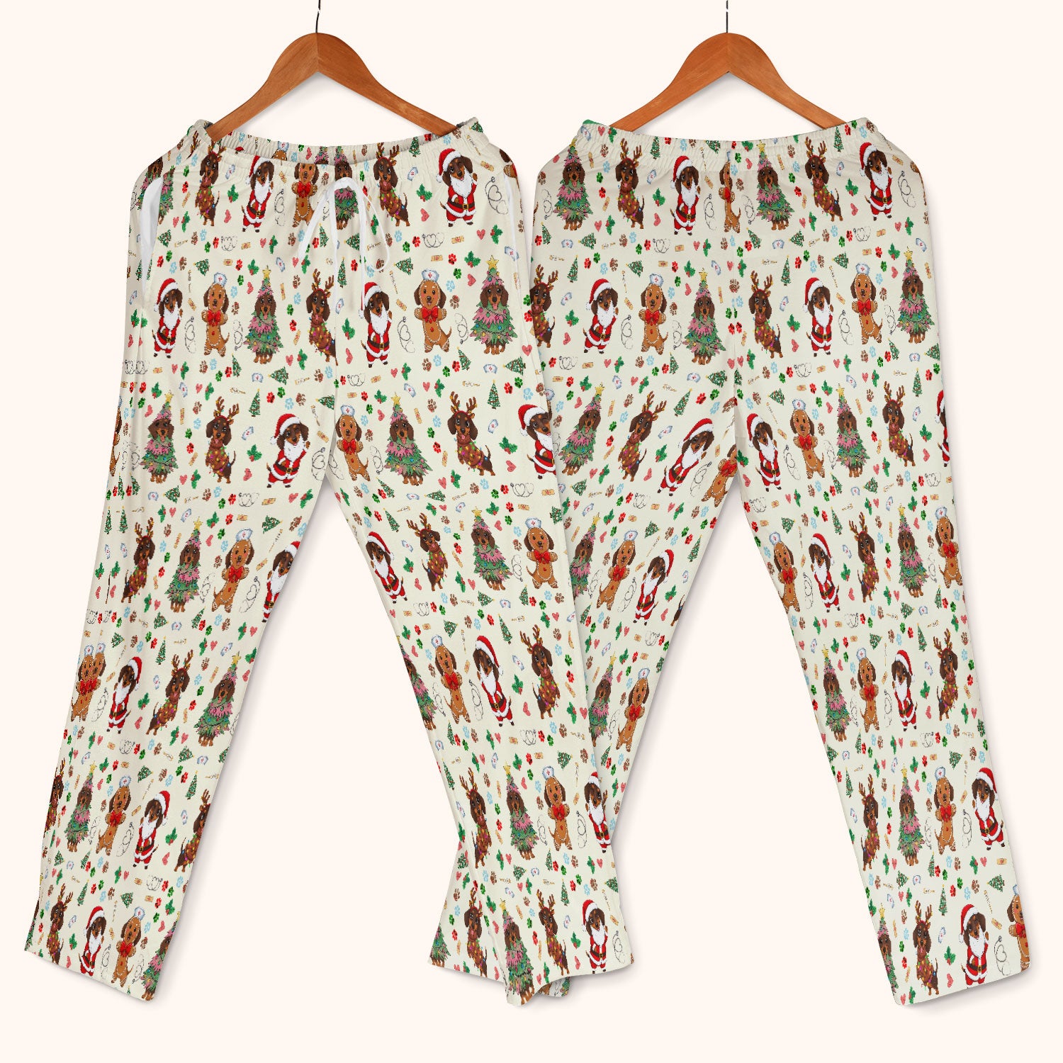 Wiener Dog Christmas Scrub Set – Funny Dachshund Pattern Medical Shirt – Festive Holiday Uniform for RN, LPN, CNA, and Vet Techs