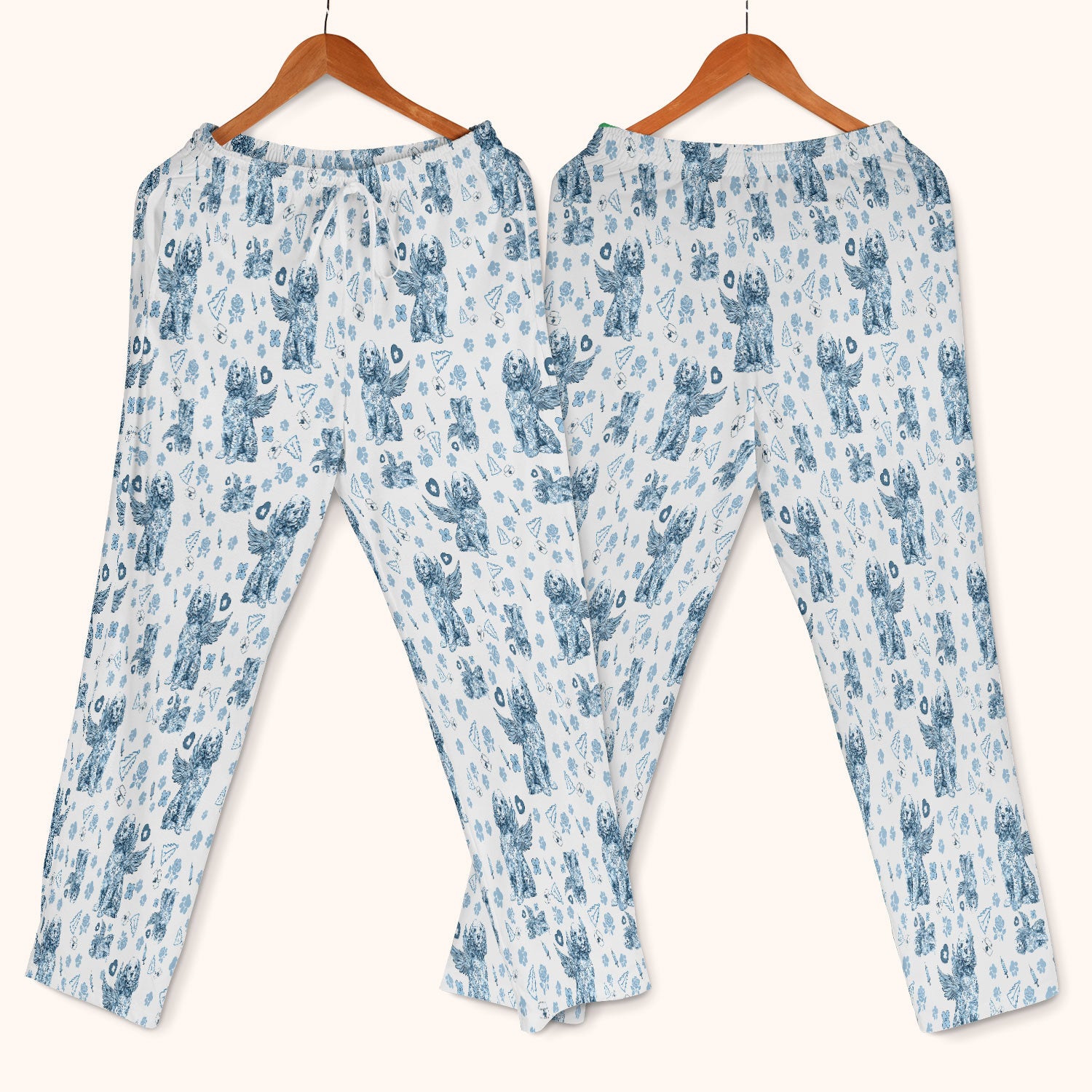 Toile De Jouy Scrub Set for Nurses - Angel Puppy Medical Uniform - Floral Dog in Heaven Gift for Women, Vet Techs, RN CNA LPN