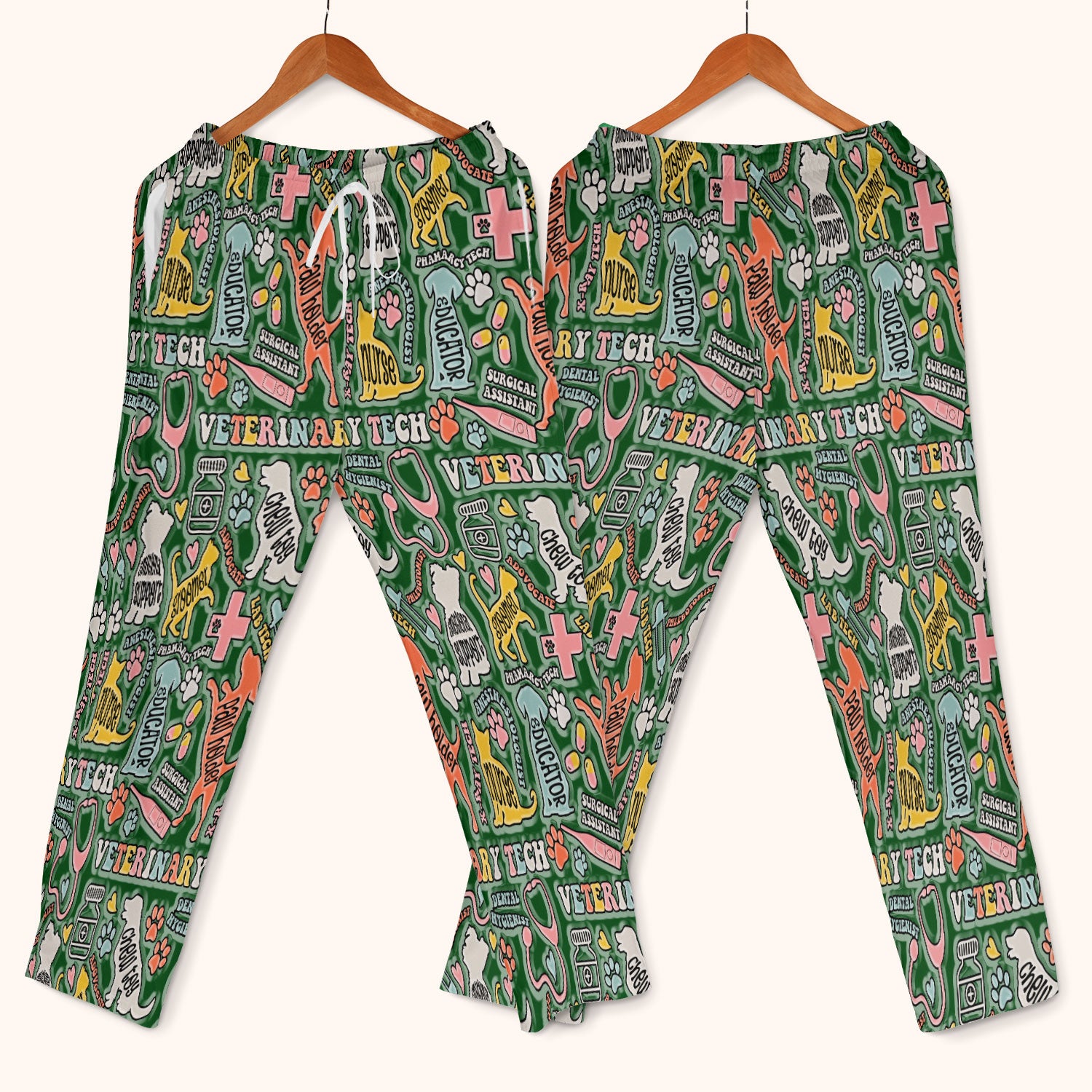 Veterinary Tech Nurse Scrub Set - Dog Cat Pet Scrubs Pants and V Neck Top - Funny Vet Tech Animal Scrubs for Women LPN RN CNA