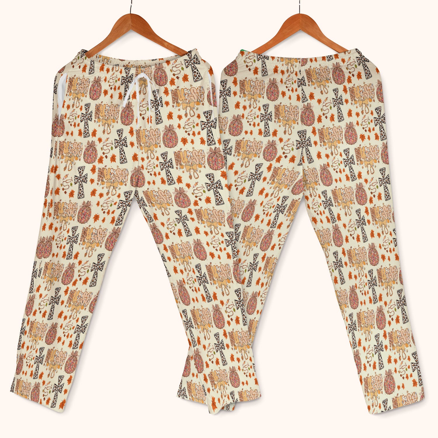 I Will Praise Him In Every Season - Boho Pumpkin Leopard Cross Fall Scrub Sets for Nurse - Thanksgiving Med Uniform for Women