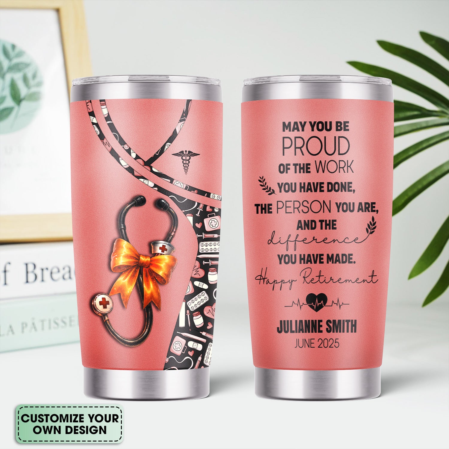 Personalized Retired Nurse Tumbler - Proud of the Work Quote - Gift for RN LPN CNA - Available in Multiple Colors