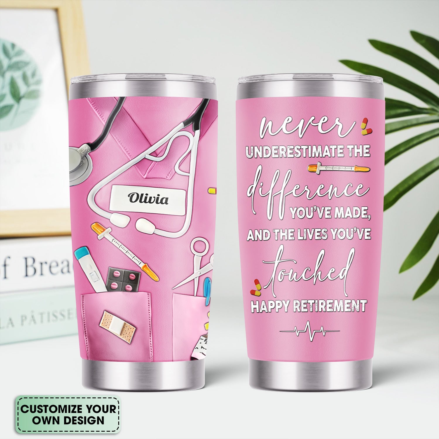 Personalized Retired Nurse Tumbler - Happy Retirement Quote Multiple Color Options Available - Custom Name Gift for RN LPN CNA