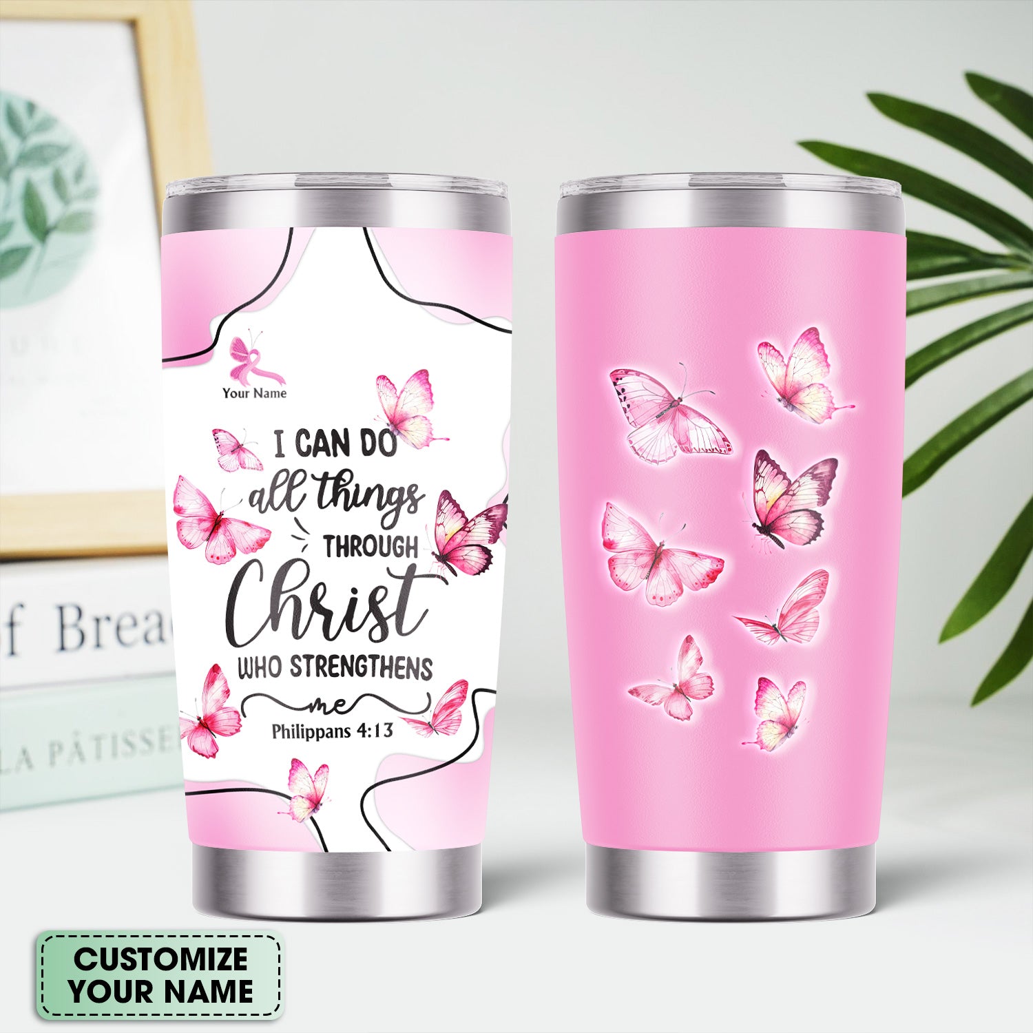 Personalized Christian Nurse Tumbler - Faith Jesus Strength Religious Bible Verse - Gift for RN LPN CNA Healthcare Workers