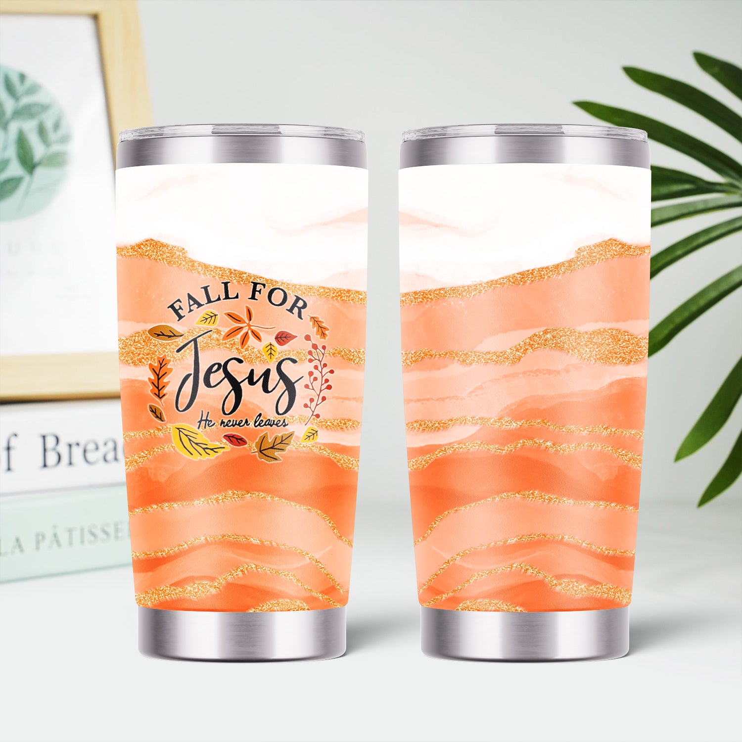 Faith Fall Tumbler for Nurses - Fall for Jesus He Never Leaves - Gift for Women RN LPN CNA
