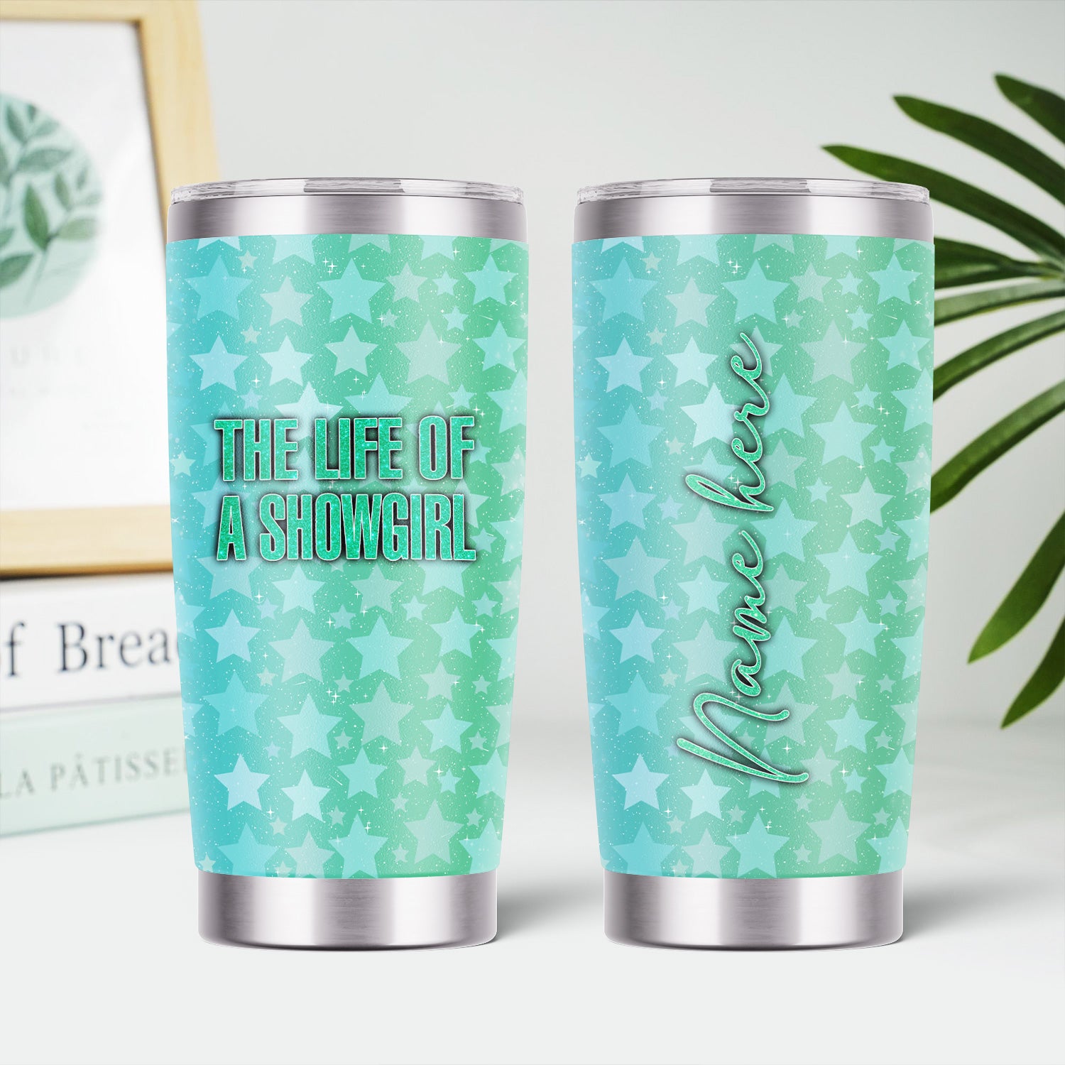 Personalized Women's Showgirl Tumbler - Funny Quote & Glitter Star Graphic Design - Gift for RN LPN CNA