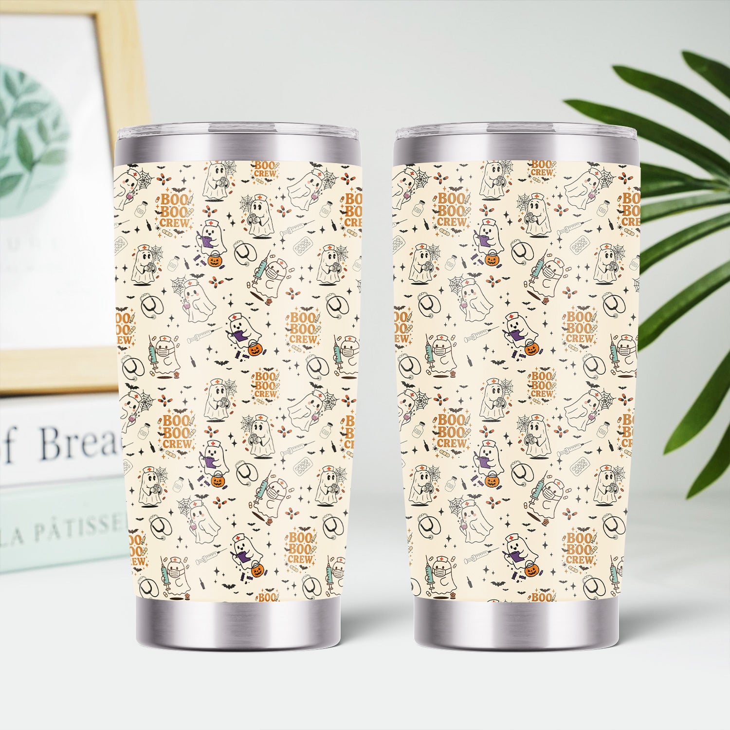BOO BOO CREW Halloween Nurse Tumbler - Cute Medical Ghost Design Drinkware - Spooky Gift for RN CNA EMT Healthcare Workers