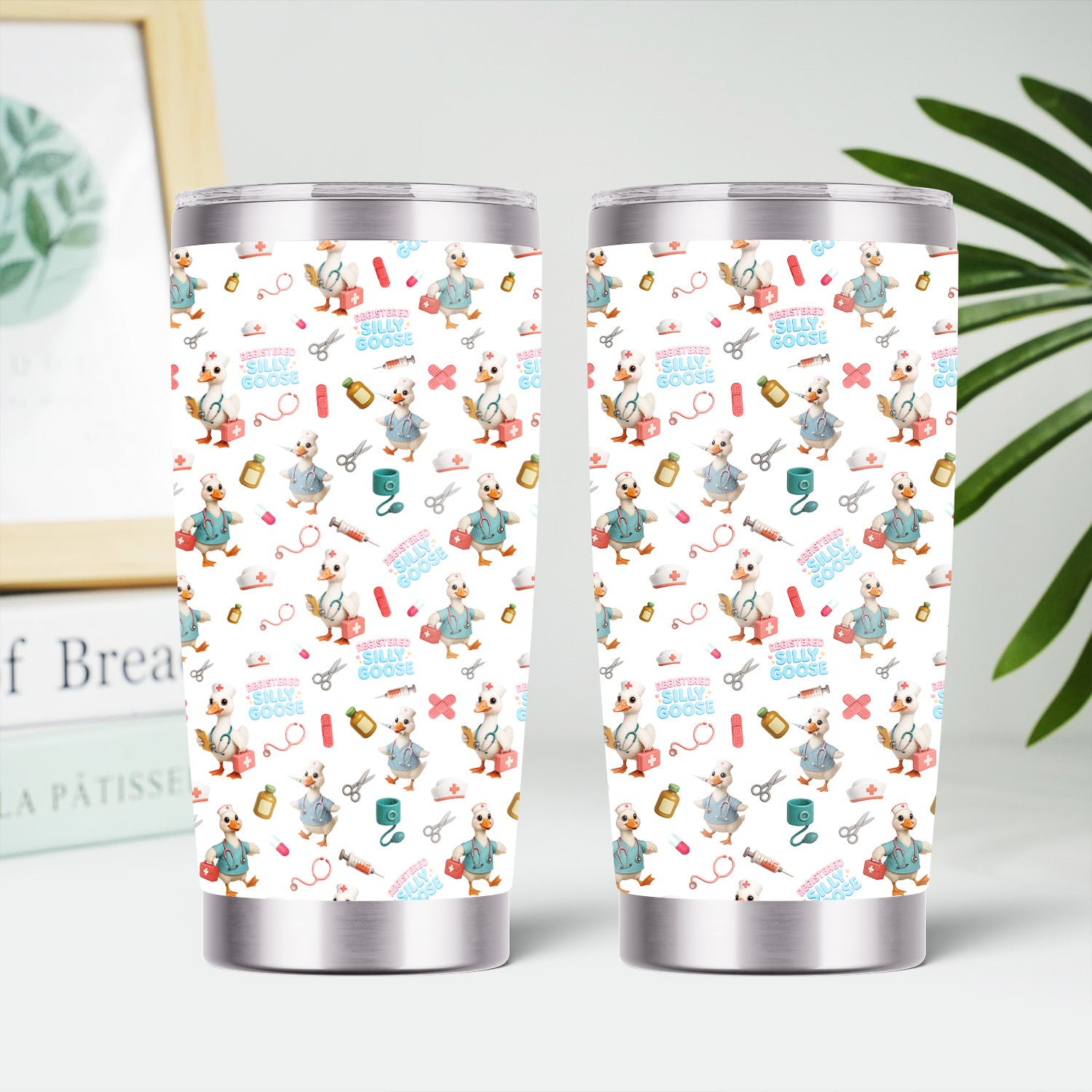 Funny Silly Goose Nurse Tumbler for Women - Cute RN CNA LPN Coffee Cup - Personalized Gift for Healthcare Workers