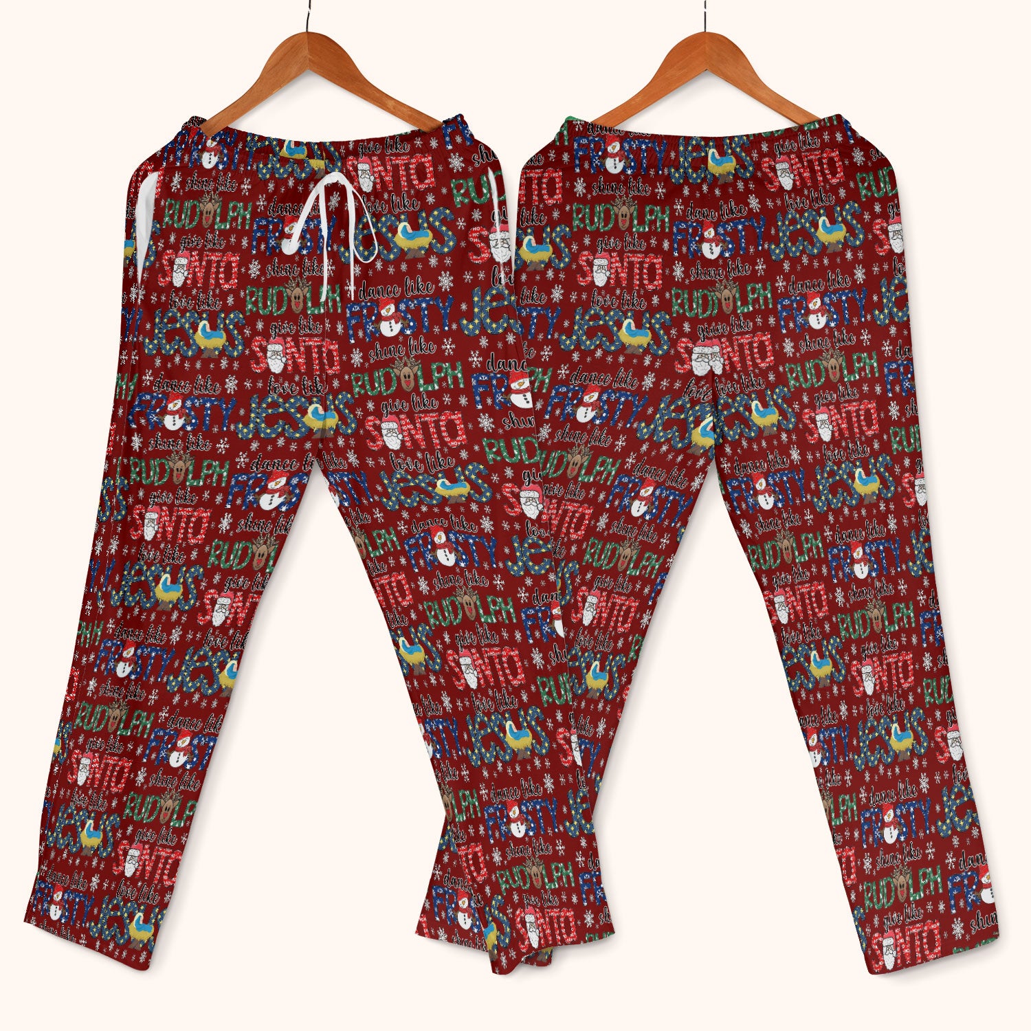 Xmas Rudolph Comfortable Scrub Set for Nurses - God Santa Scrub Pants and V Neck Top - Breathable Med Uniform