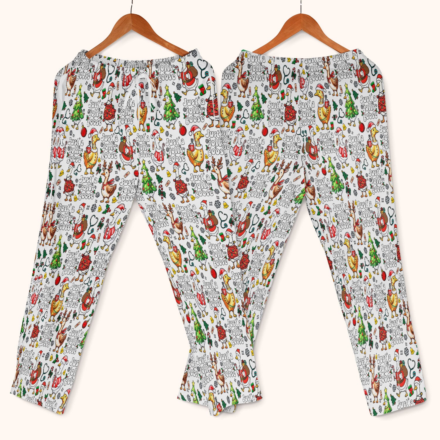 Just a Jolly Goose Funny Christmas Scrub Set - Holiday Medical Uniform for Nurse - Santa Goose Pants and Top
