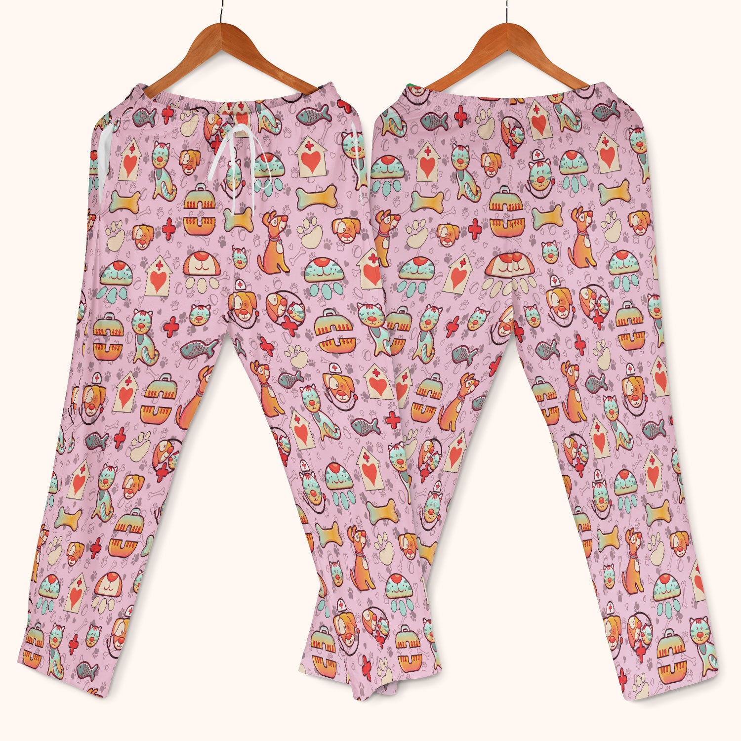 Veterinary Nurse Scrub Set - Cute Cat Dog Paw Scrubs Pants and V Neck Top - Funny Animal Vet Tech Uniform for Women