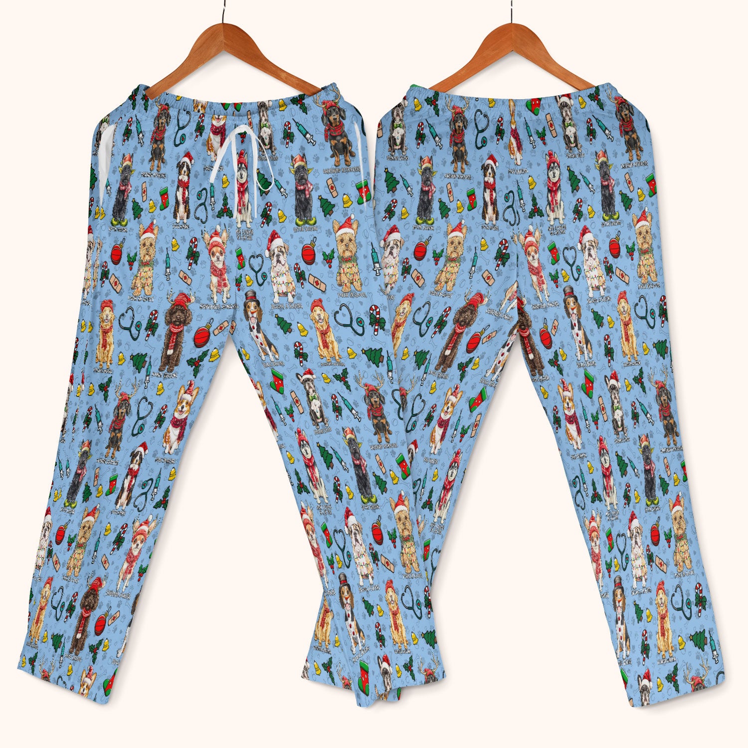 Christmas Dog Scrub Set for Nurses - Dachshund, Husky, Poodle, Corgi & Labrador Holiday Scrub Top and Pants - Funny Santa Medical Shirt