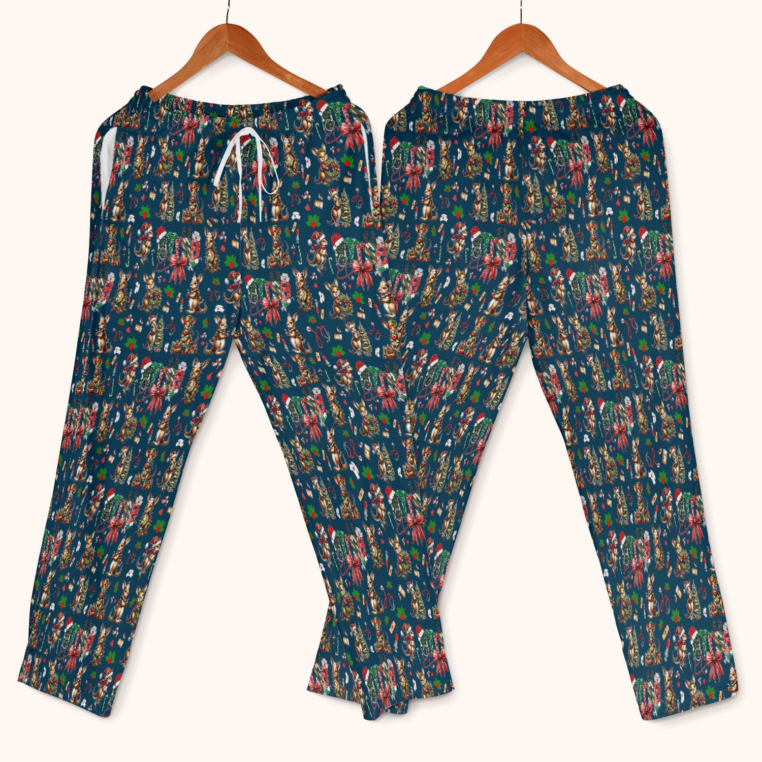 Whimsical Kangaroo Christmas Scrub Set – Festive Australian Animals Holiday Pattern – Cute Medical Uniform for Nurses, Vets & Healthcare Workers