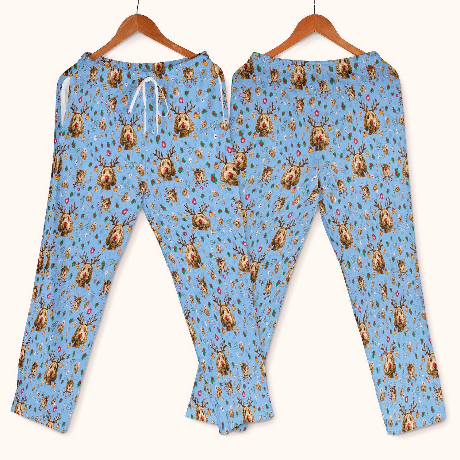Christmas Labradoodle Scrub Set - Funny Reindeer Dog Nurse Pants and V Neck Top - Cute Holiday Medical Uniform