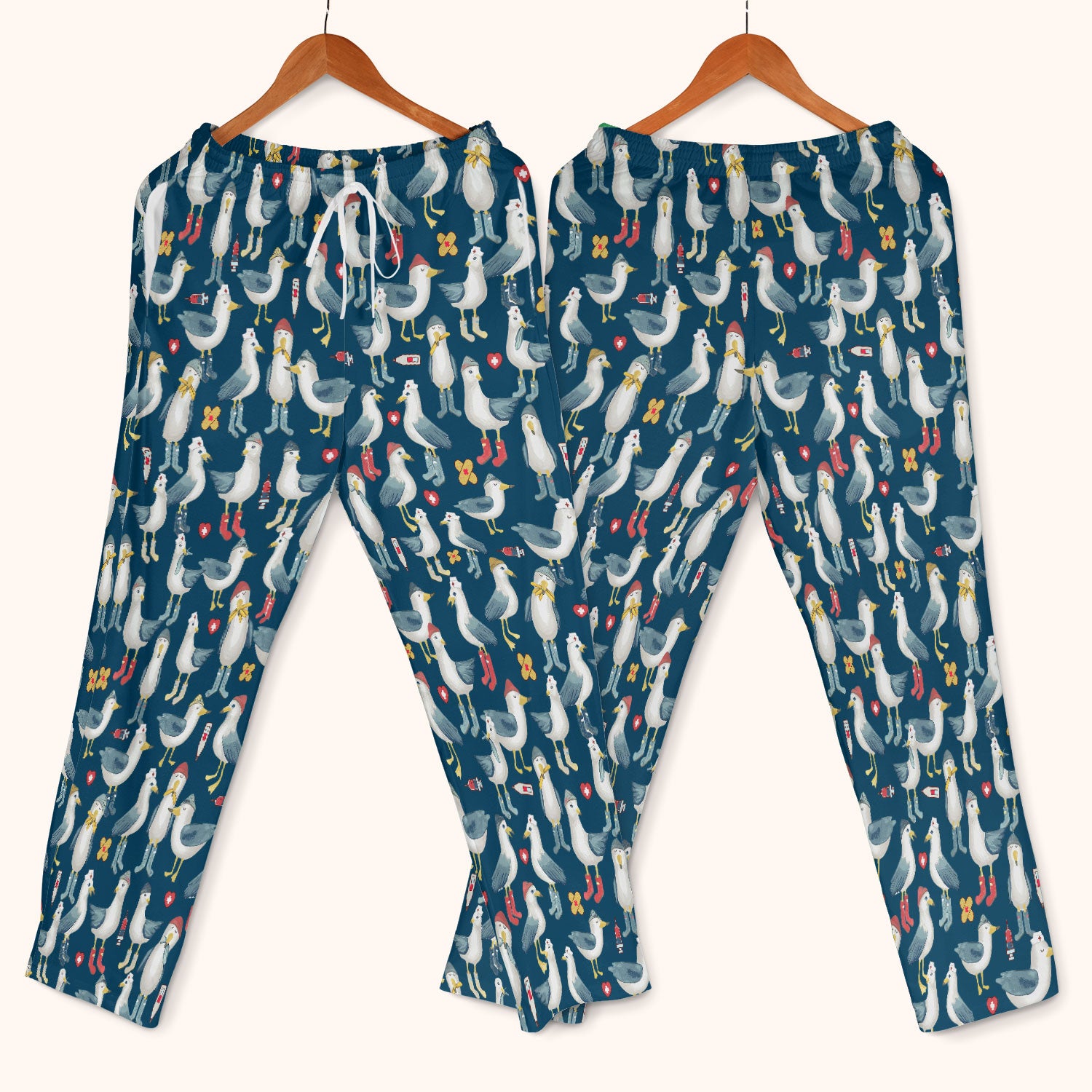 Seagull Scrub Set for Nurses - Adorable Birds Medical Uniform - Funny Scrubs Pants and V Neck Top for RN CNA LPN