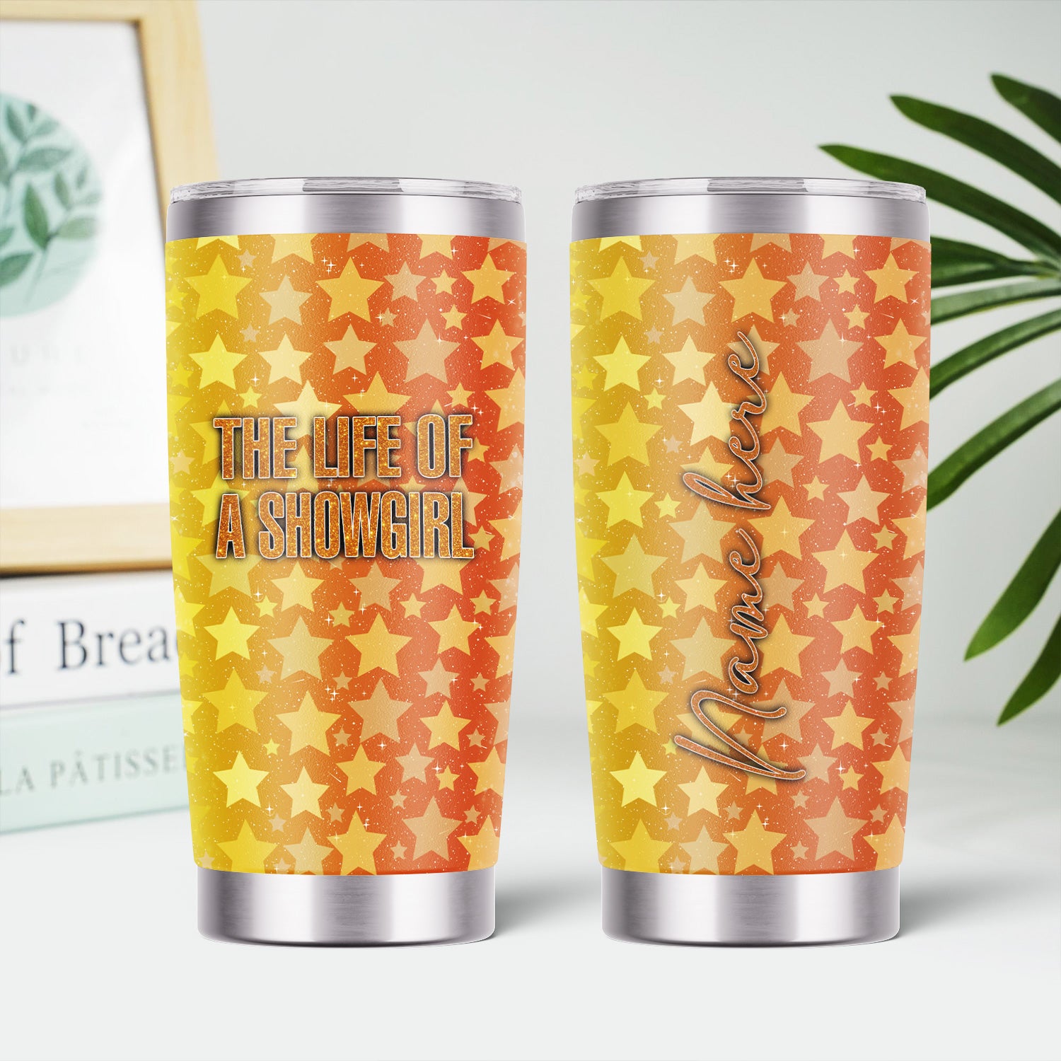 Personalized Women's Showgirl Tumbler - Funny Quote & Glitter Star Graphic Design - Gift for RN LPN CNA