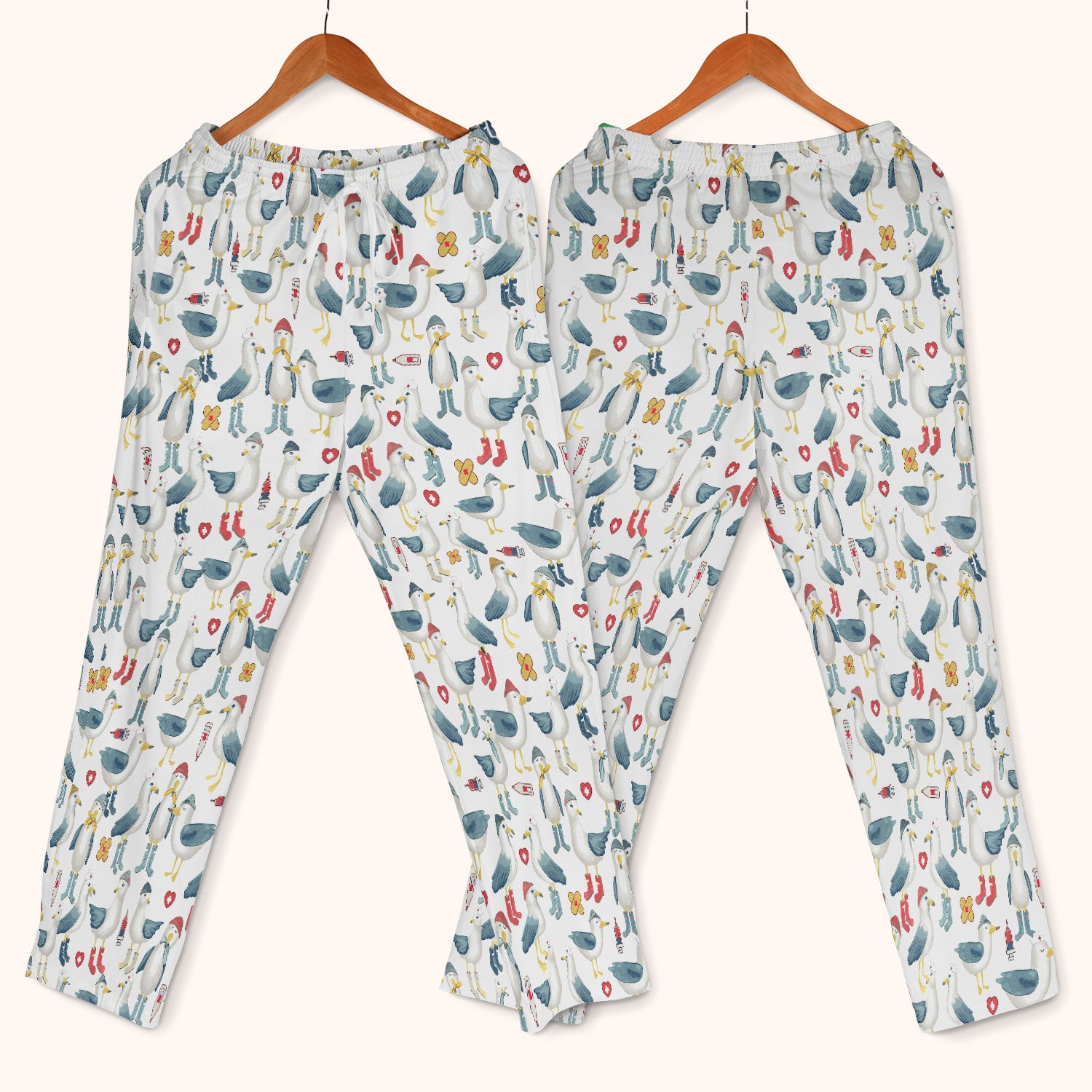 Seagull Scrub Set for Nurses - Adorable Birds Medical Uniform - Funny Scrubs Pants and V Neck Top for RN CNA LPN