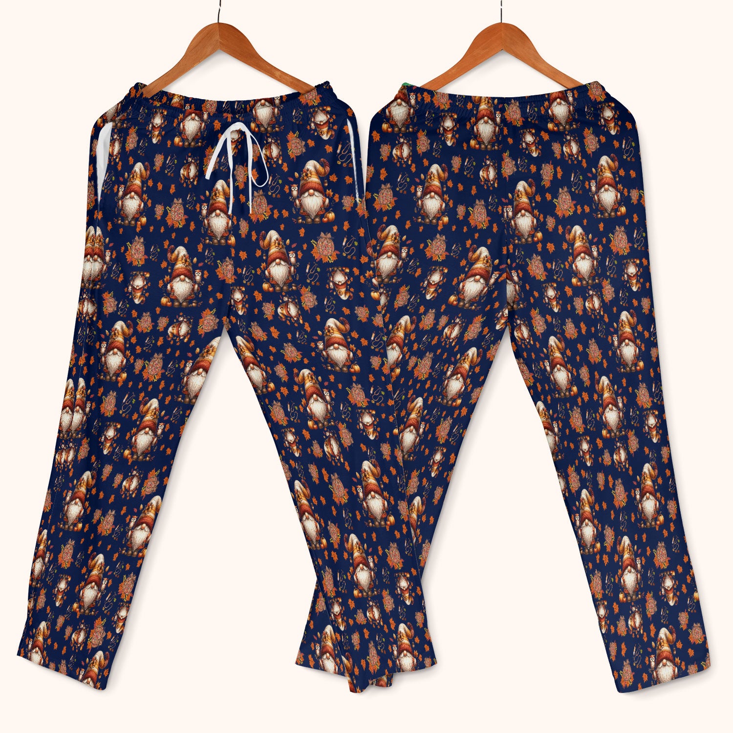 Autumn Leaves Pumpkin Scrubs Set for Women - Gnome Scrubs for Nurse Mama - Breathable Fabrics Nursing Uniform