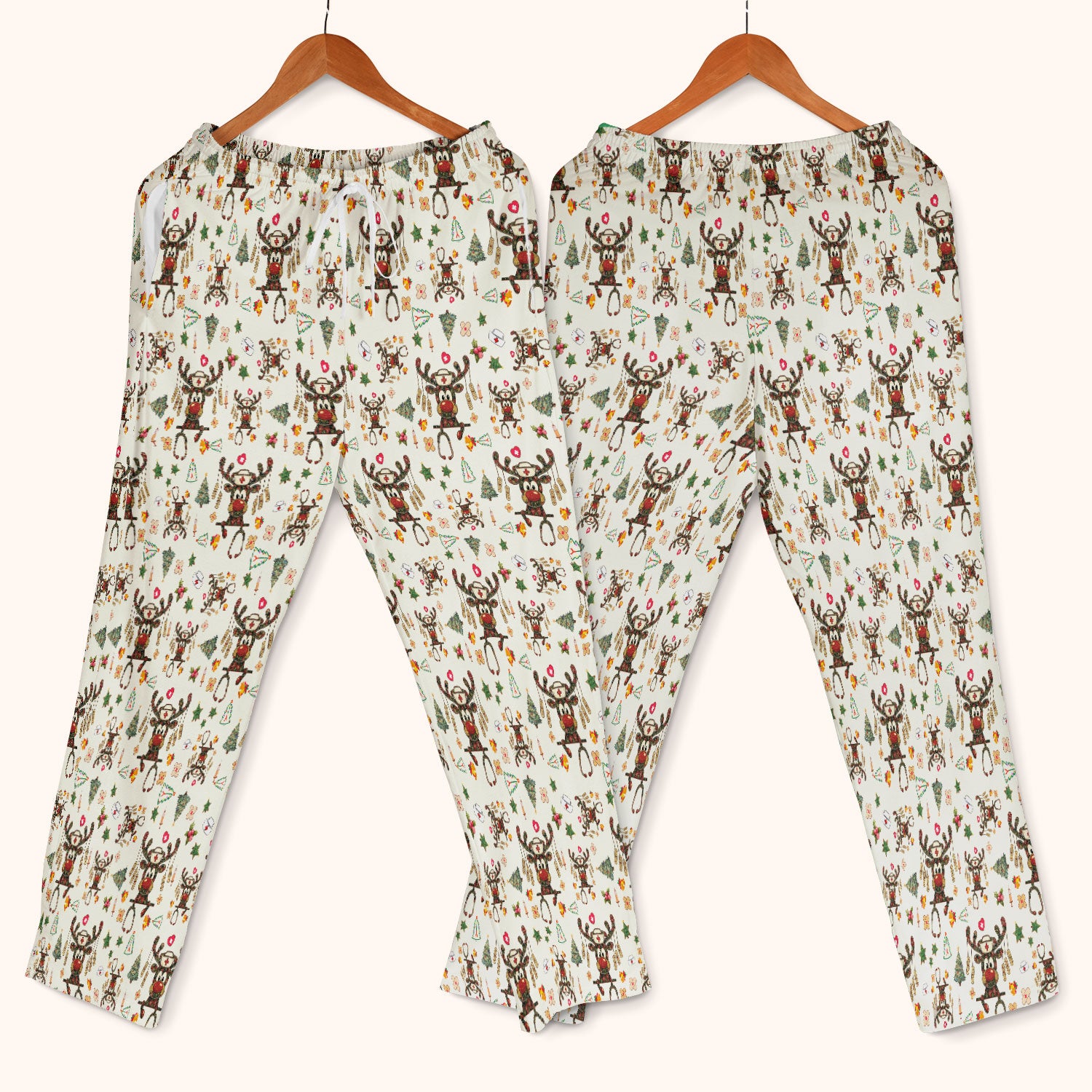 Reindeer Christmas Nurse Scrub Set - Funny Holiday Scrubs Pants and V Neck Top - Cute Medical Uniform for Women