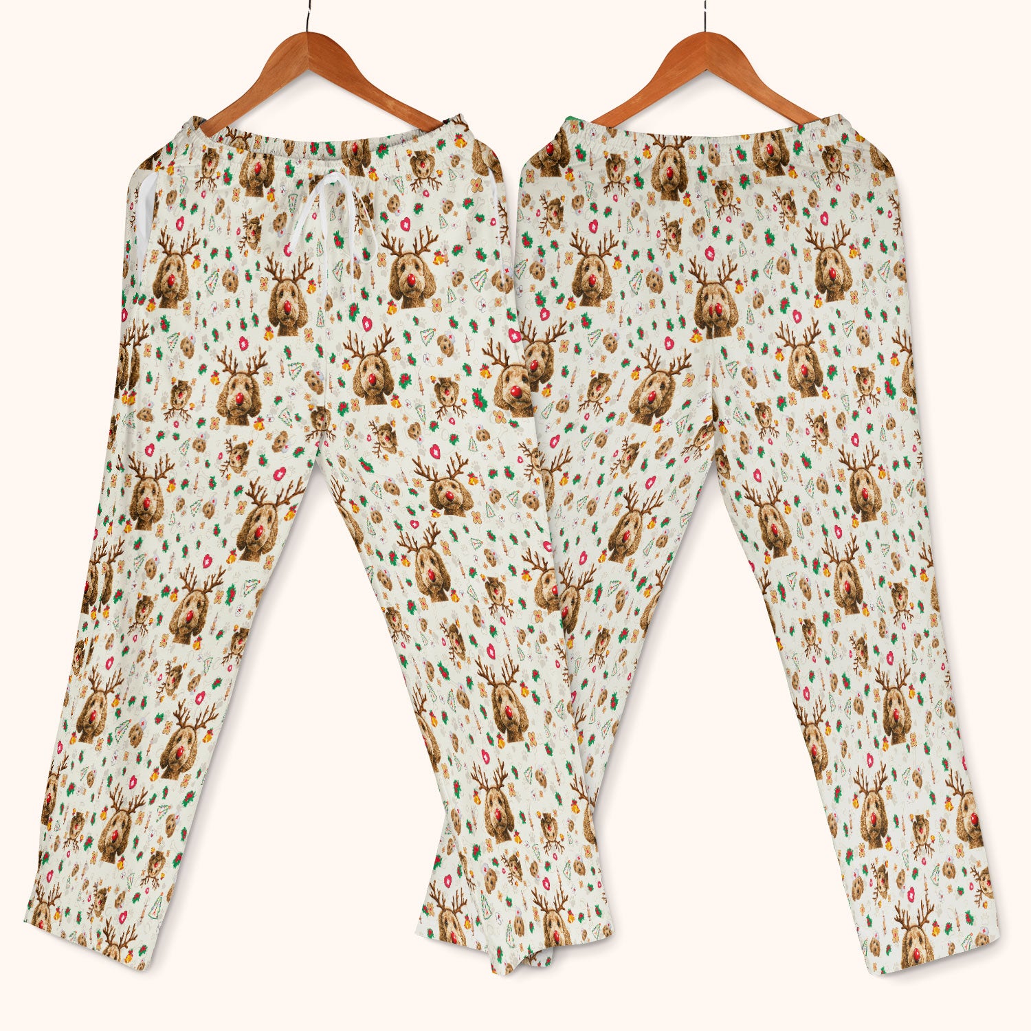 Christmas Labradoodle Scrub Set - Funny Reindeer Dog Nurse Pants and V Neck Top - Cute Holiday Medical Uniform