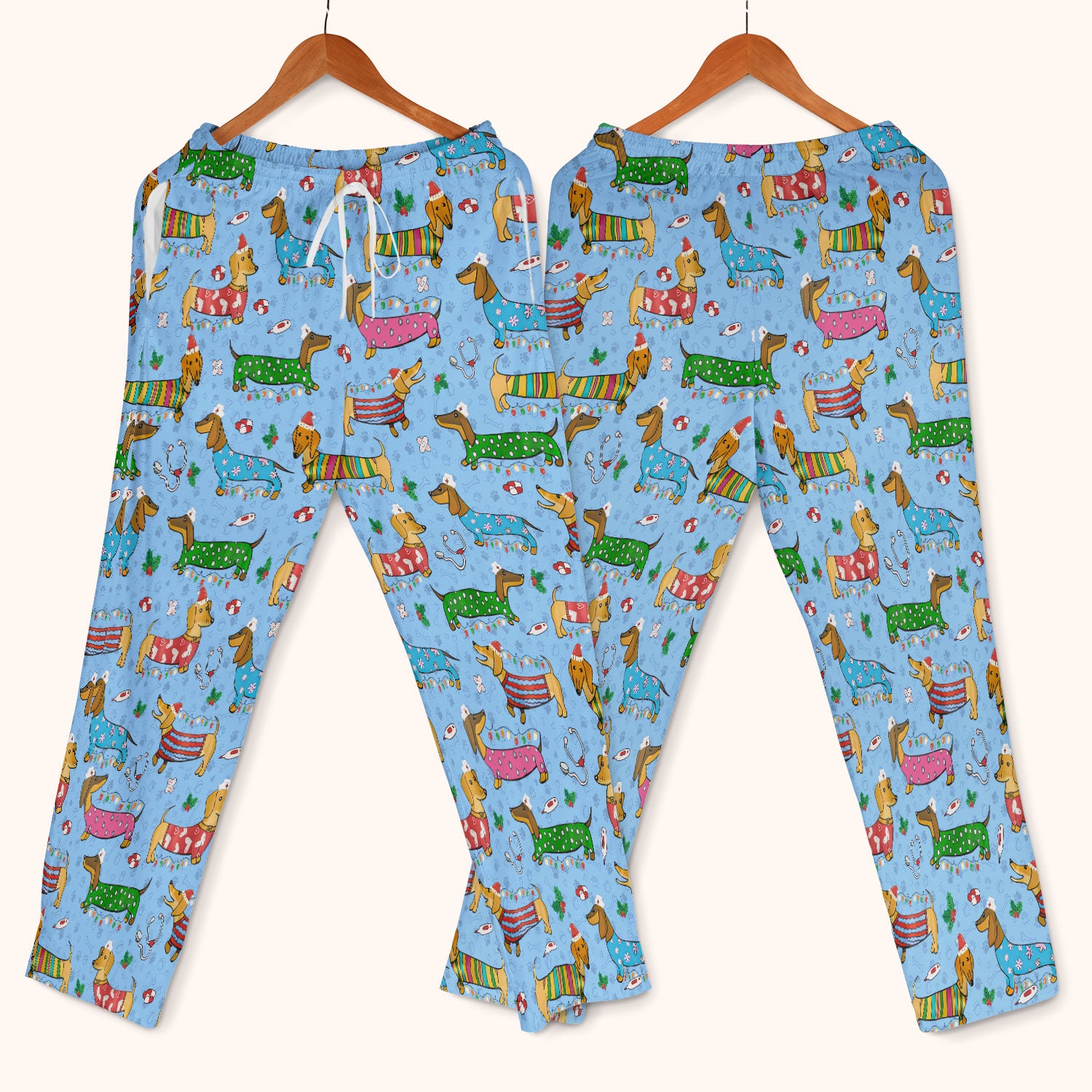 Christmas Dachshund Scrub Set for Nurses - Cute Wiener Dog in Holiday Outfit - Funny Medical Uniform Gift for Women RN LPN CNA