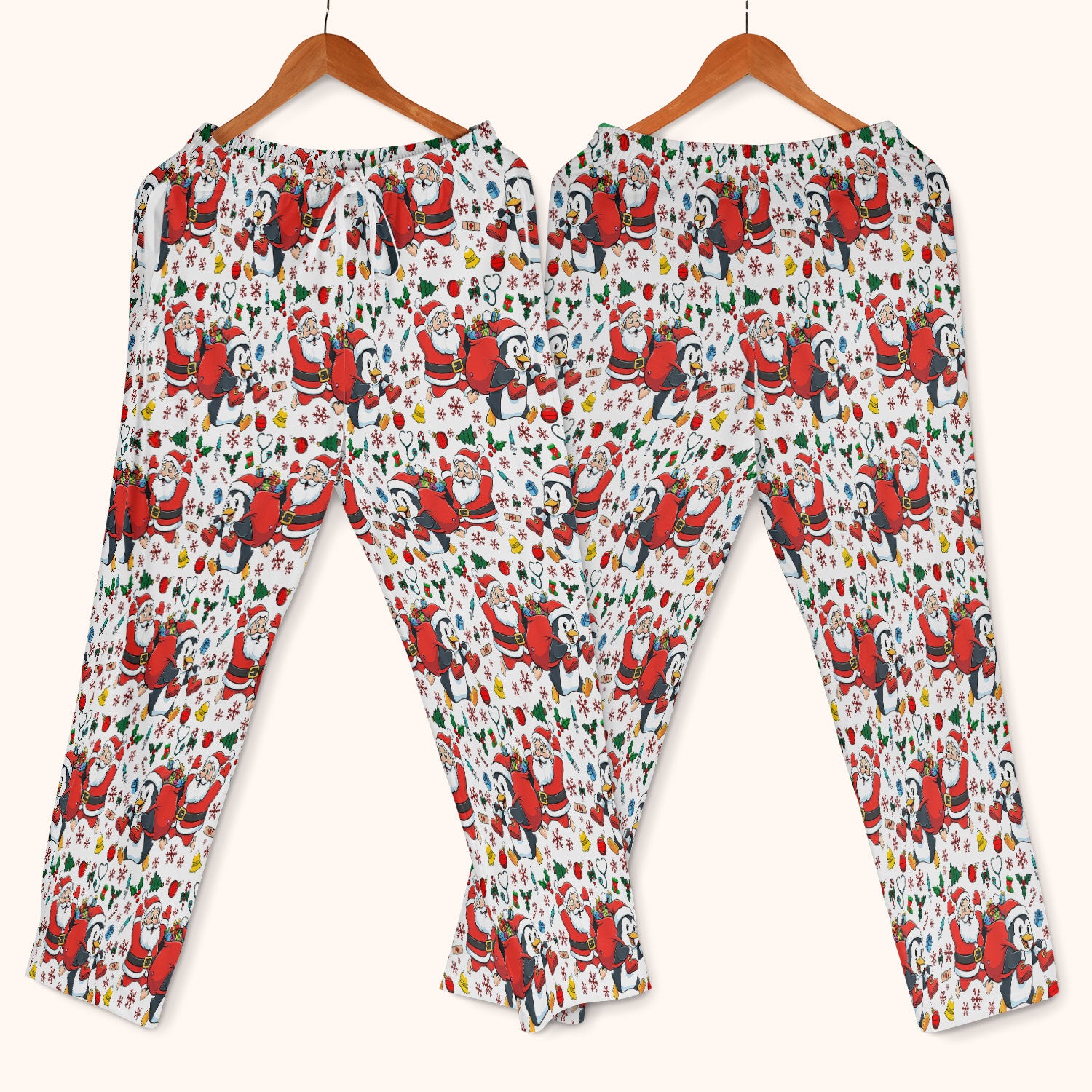 Funny Penguin Christmas Scrub Set - Santa Holiday Nurse Uniform for Women - Medical Gift for RN CNA LPN