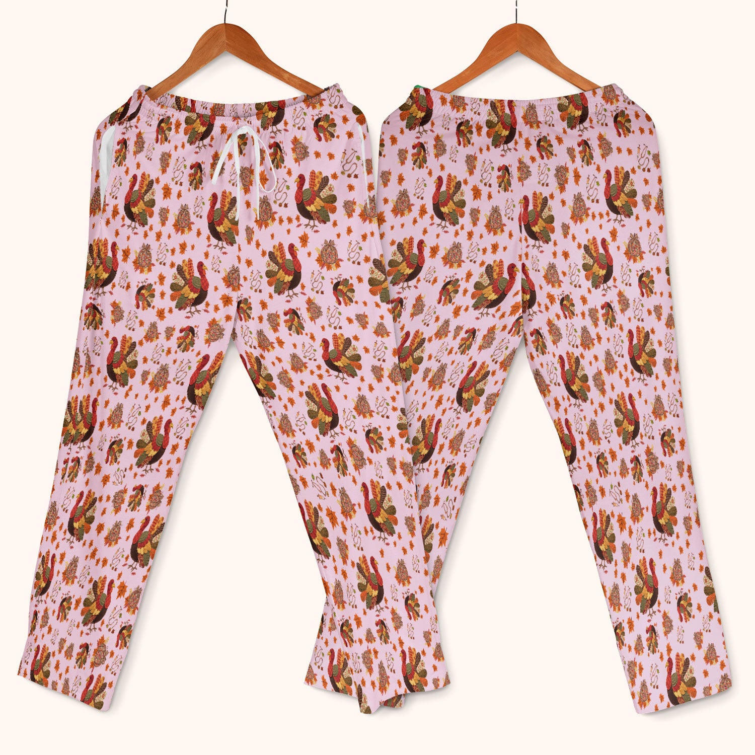 Fall Leaves Thanksgiving Women's Scrub Set - Comfortable Scrub Pants and V Neck Top - Funny Turkey Nursing Uniform