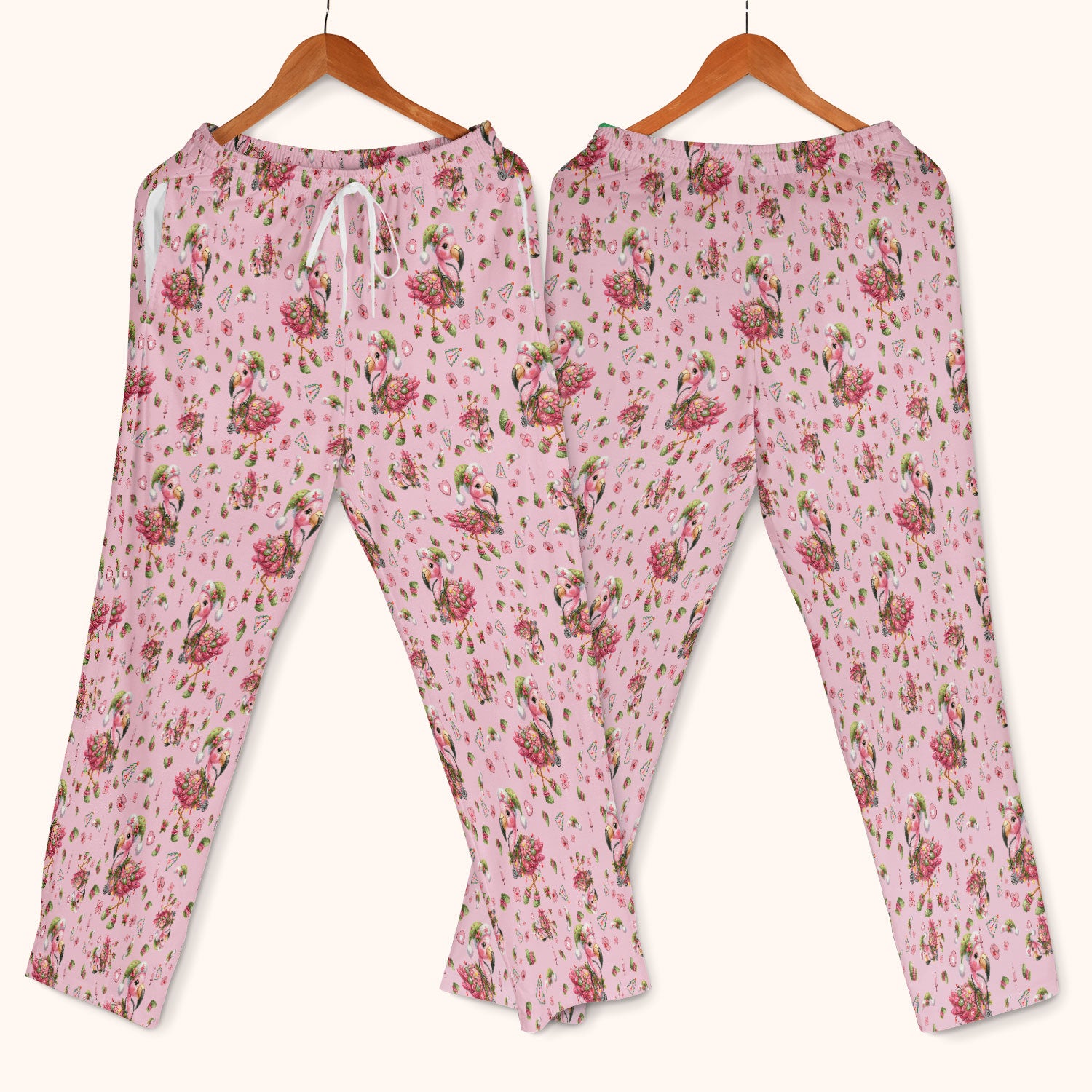 Pink Flamingo Christmas Scrub Set - Cute Flamingo Scrubs Pants and V Neck Top - Fun Christmas Medical Uniform