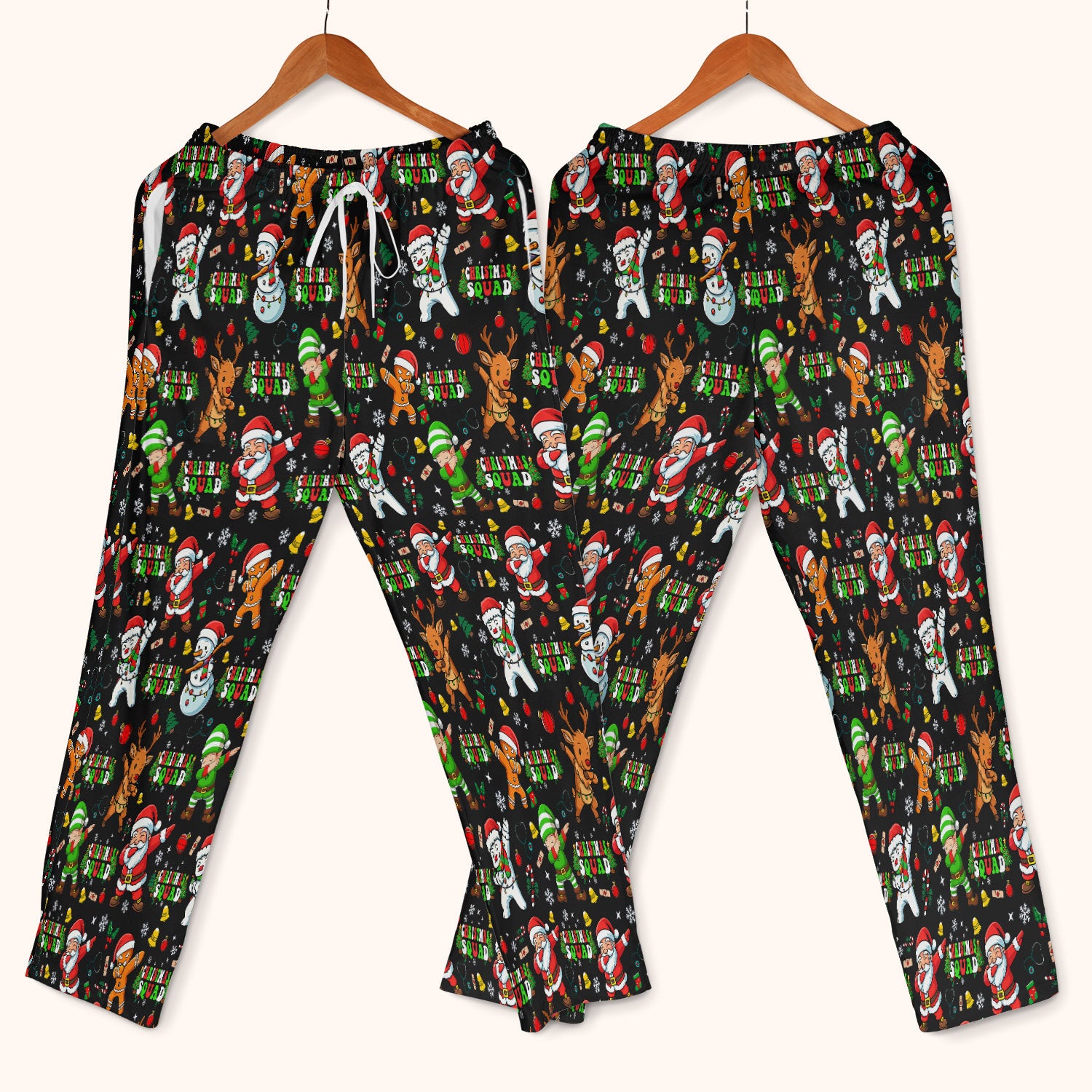 Christmas Squad Scrub Set - Funny Santa & Reindeer Pants and V Neck Top - Cute Holiday Medical Uniform for Nurses, Doctors & Vet Techs