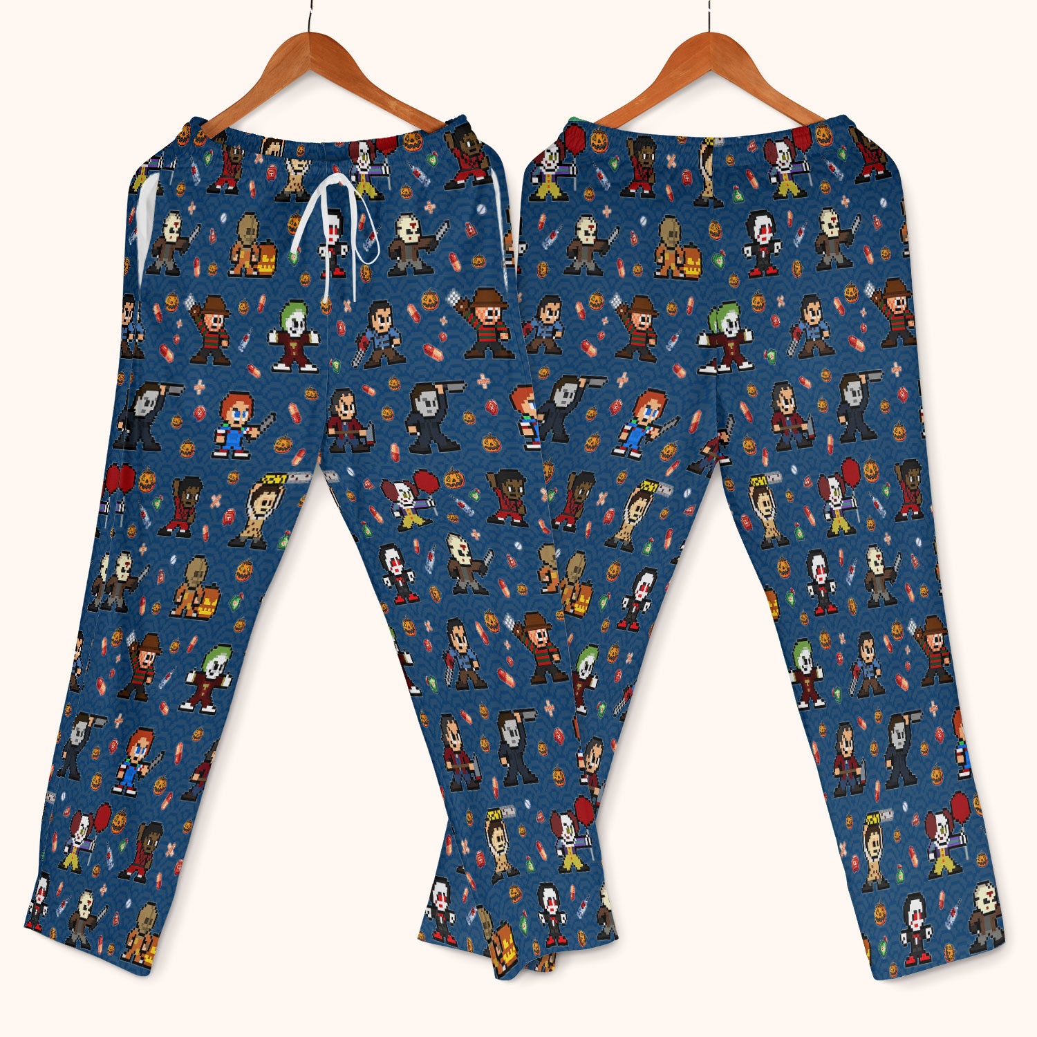 Halloween Women's Scrub Sets - Comfortable Scrubs for Nurses - Scary Character Scrub Pants and V Neck Top - Med Uniform for Her