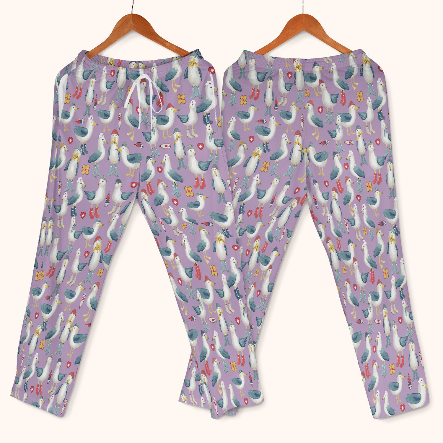 Seagull Scrub Set for Nurses - Adorable Birds Medical Uniform - Funny Scrubs Pants and V Neck Top for RN CNA LPN