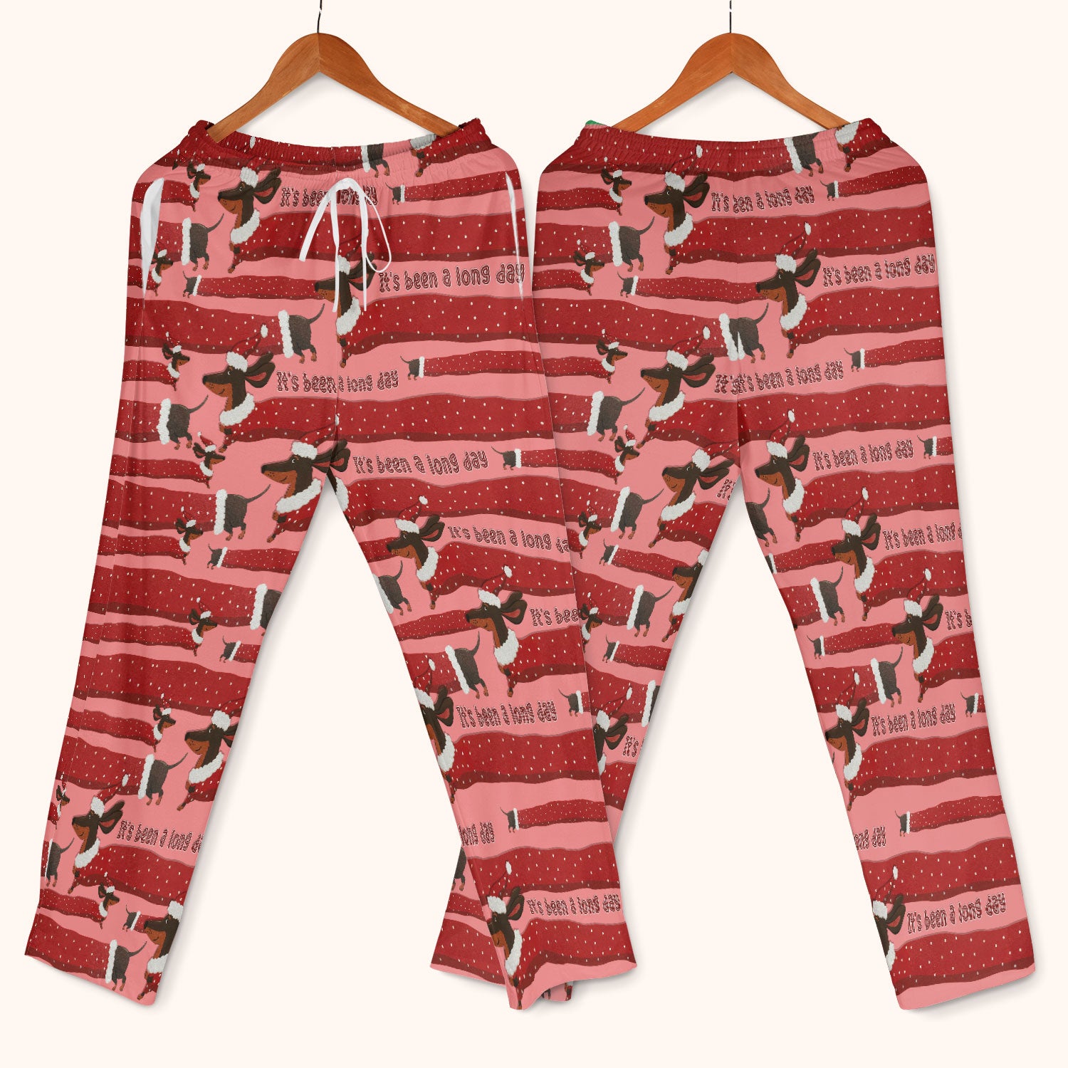 Funny Dachshund Christmas Scrub Set - It's Been a Long Day - Cute Wiener Dog Scrubs Pants and V Neck Top - Medical Uniform for Women