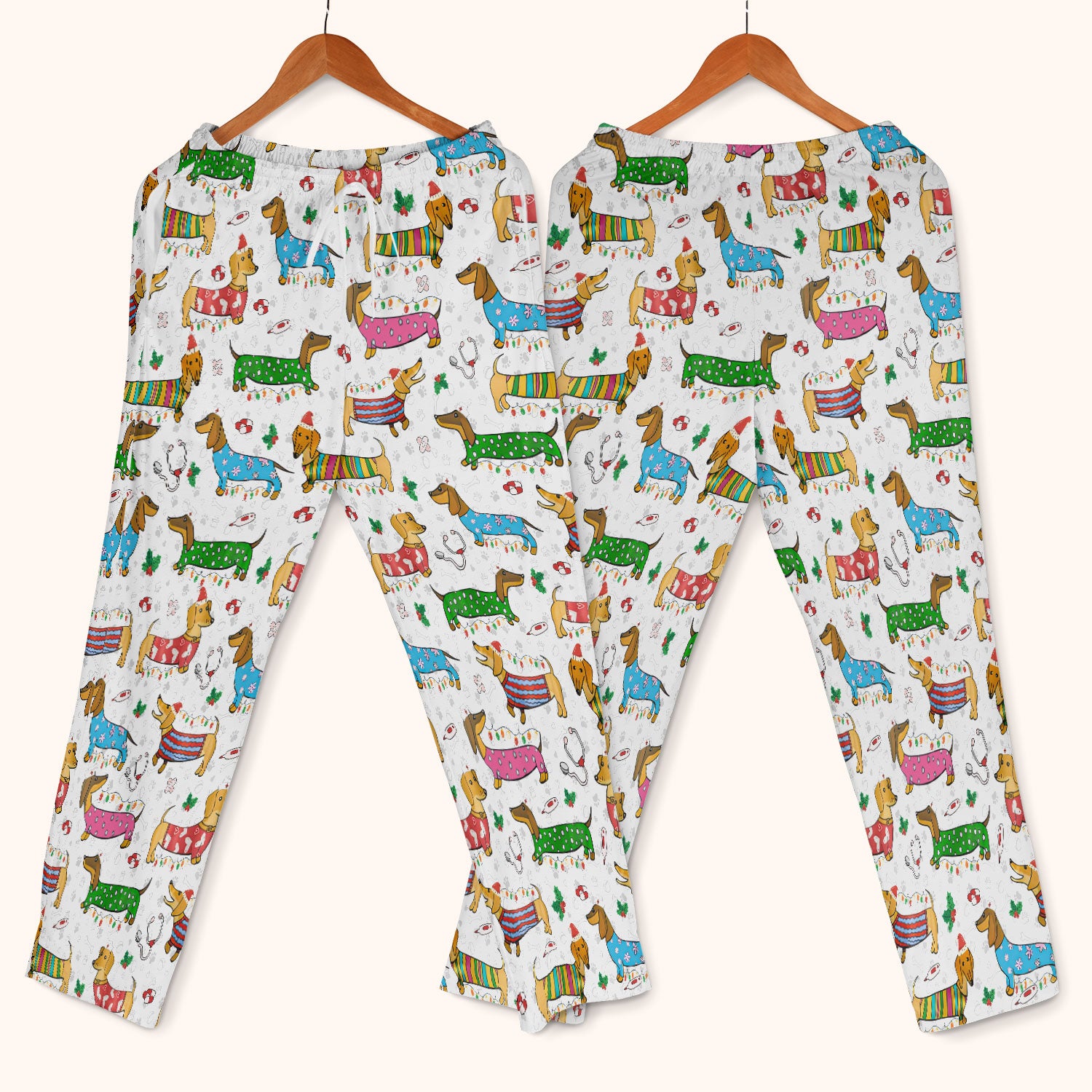 Christmas Scrub Set for Women - Funny Dachshund Scrubs Pants and V Neck Top - Cute Holiday Medical Uniform Gift for RN LPN CNA