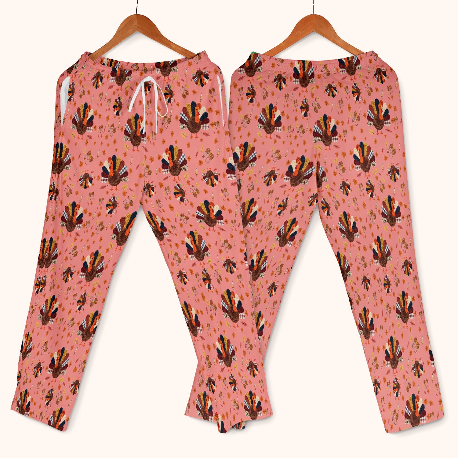 Thanksgiving Women's Scrub Sets - Funny Autumn Turkey Pants and V Neck Top - Breathable Fabrics Nursing Uniform