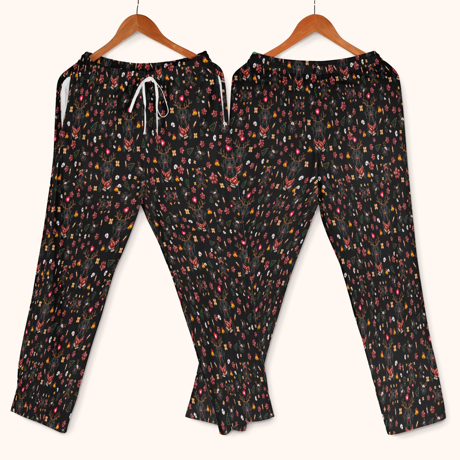 Funny Black Lab Reindeer Scrub Set - Christmas Dog Nurse Pants and V Neck Top - Cute Holiday Medical Uniform