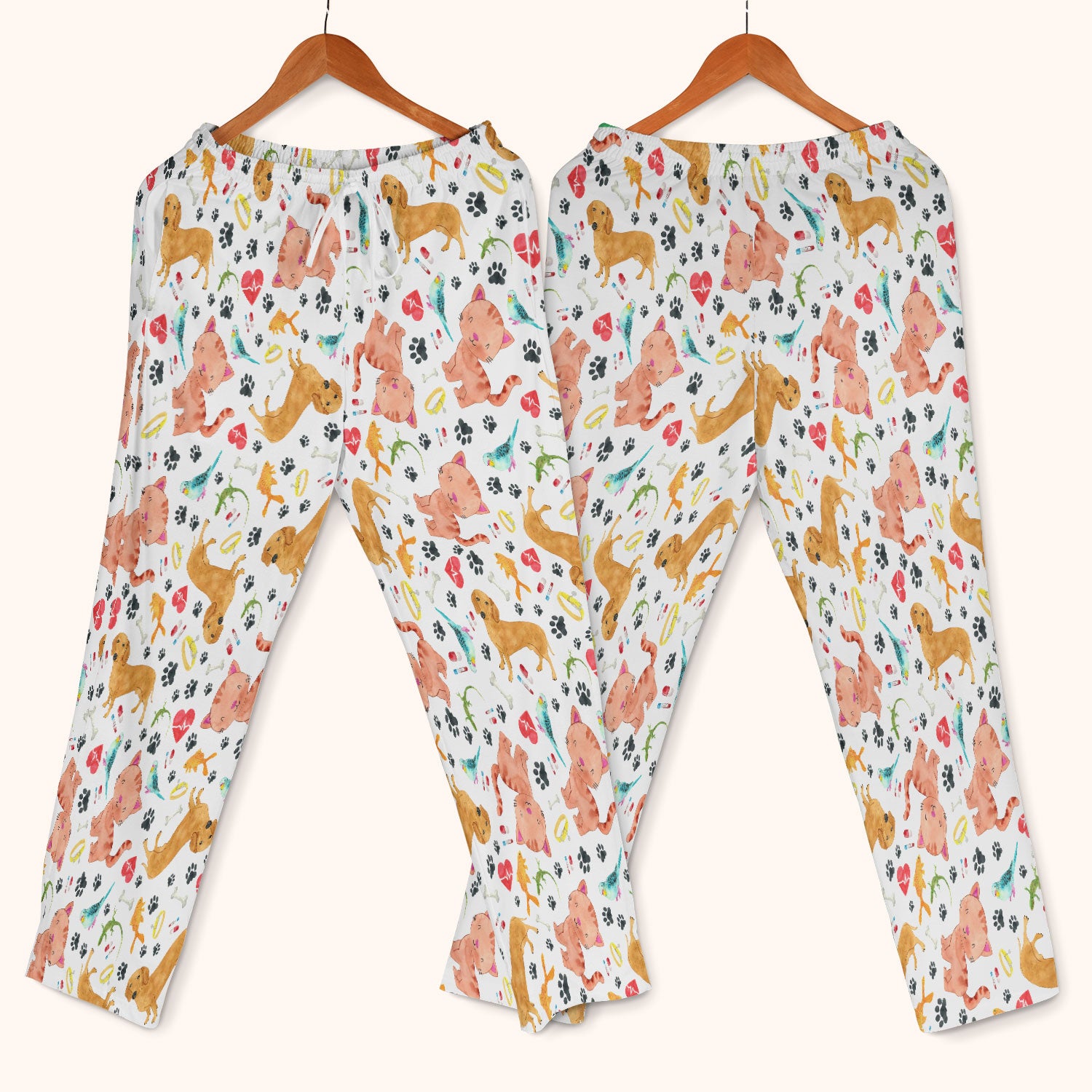 Cat Dog Veterinary Scrub Set - Cute Animal Paw Print Medical Pants and V Neck Top for Women RN CNA Vet Tech